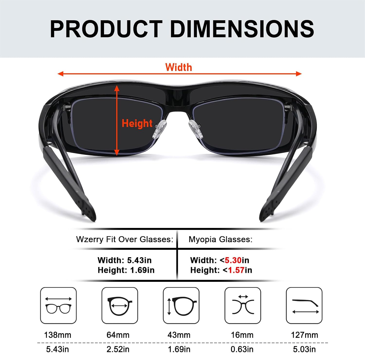 Wzerry Sunglasses Fit Over Glasses Polarized for Men Women, Wrap-Around Glasses UV400 Protection for Driving and Outdoor thumbnail
