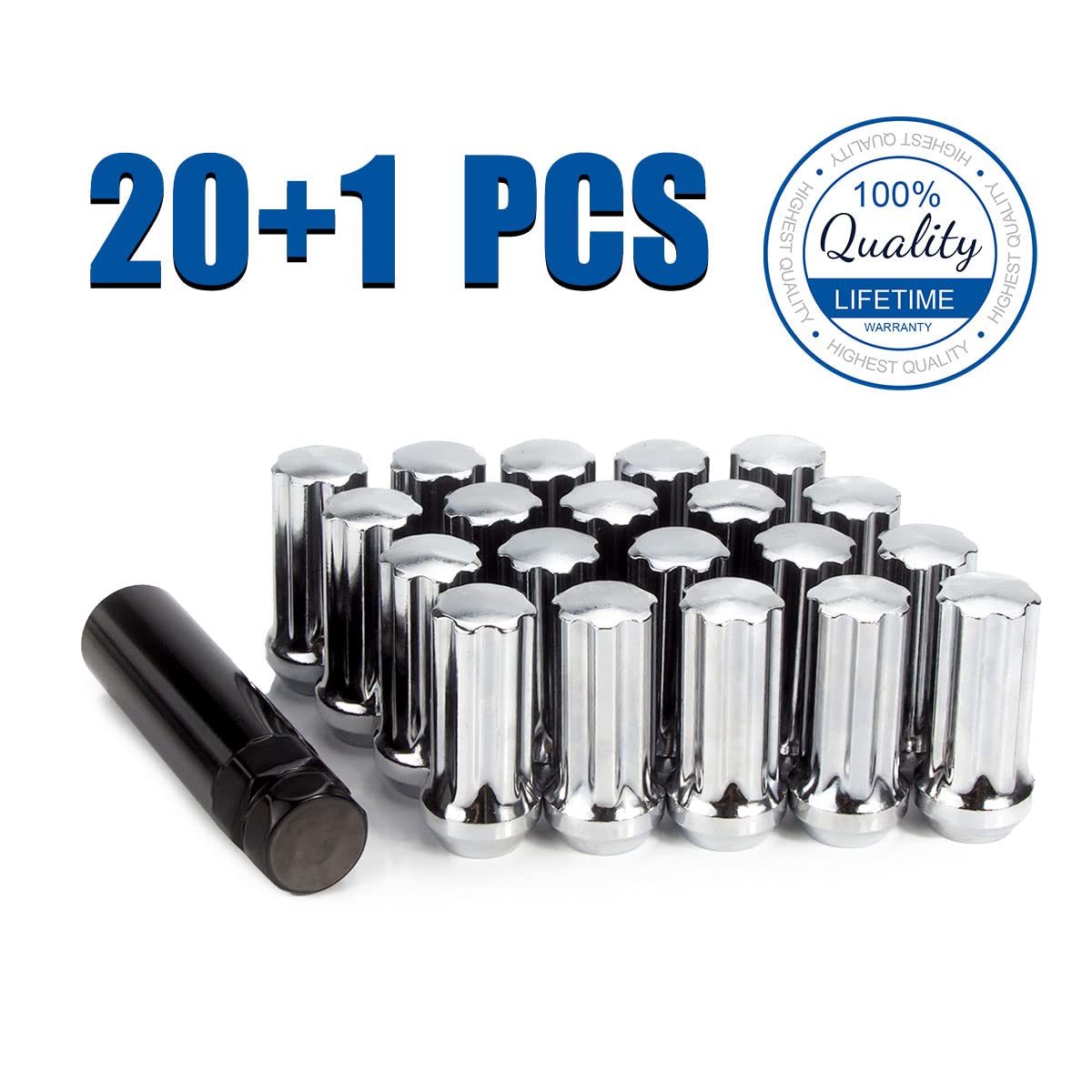 écrous Roue Chromé 20 Écrous Roue 12x1.5 - Chromés - Conique 60° - Pour Ford Fusion/Focus/Escape écrous Roue Ford Focus