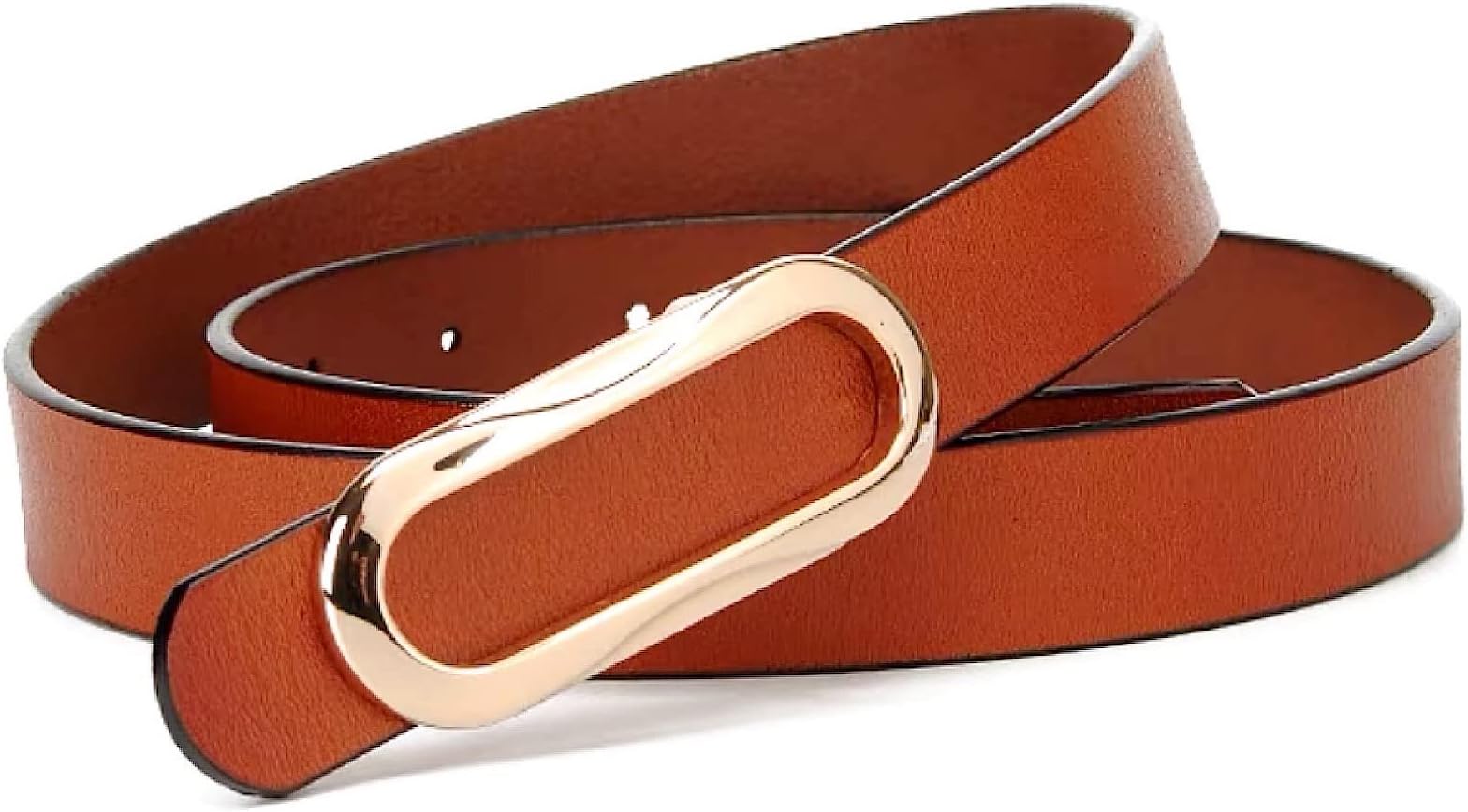 CaserBayCB Women Fashion Soft Genuine Leather Belts Waist Belt Gold Solid Color Buckle Waistband For Pants, Jeans