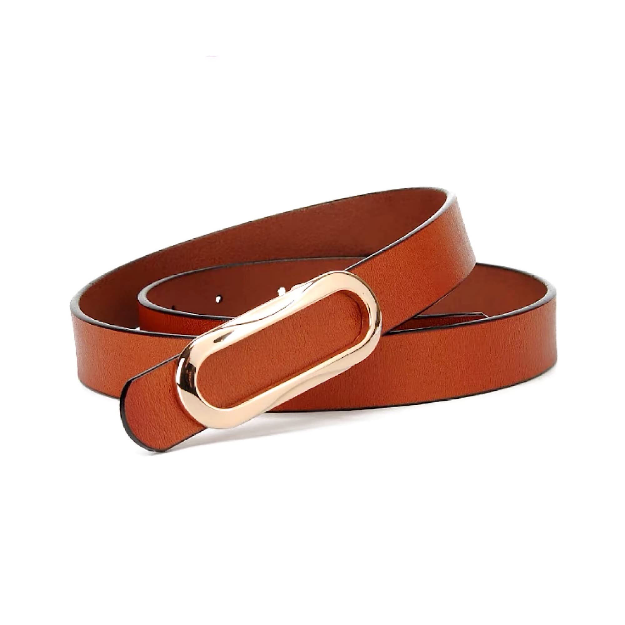 CaserBayCB Women Fashion Soft Genuine Leather Belts Waist Belt Gold Solid Color Buckle Waistband For Pants, Jeans