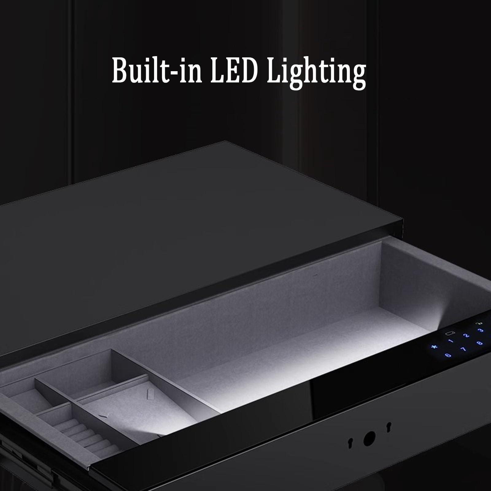 Cassaforte per Gioielli con Impronta Digitale biometrica per la Sicurezza Domestica, con cassetto Estraibile e Luce LED, Accesso istantaneo Tramite codice biometrico/Pin e Chiave - 400 mm