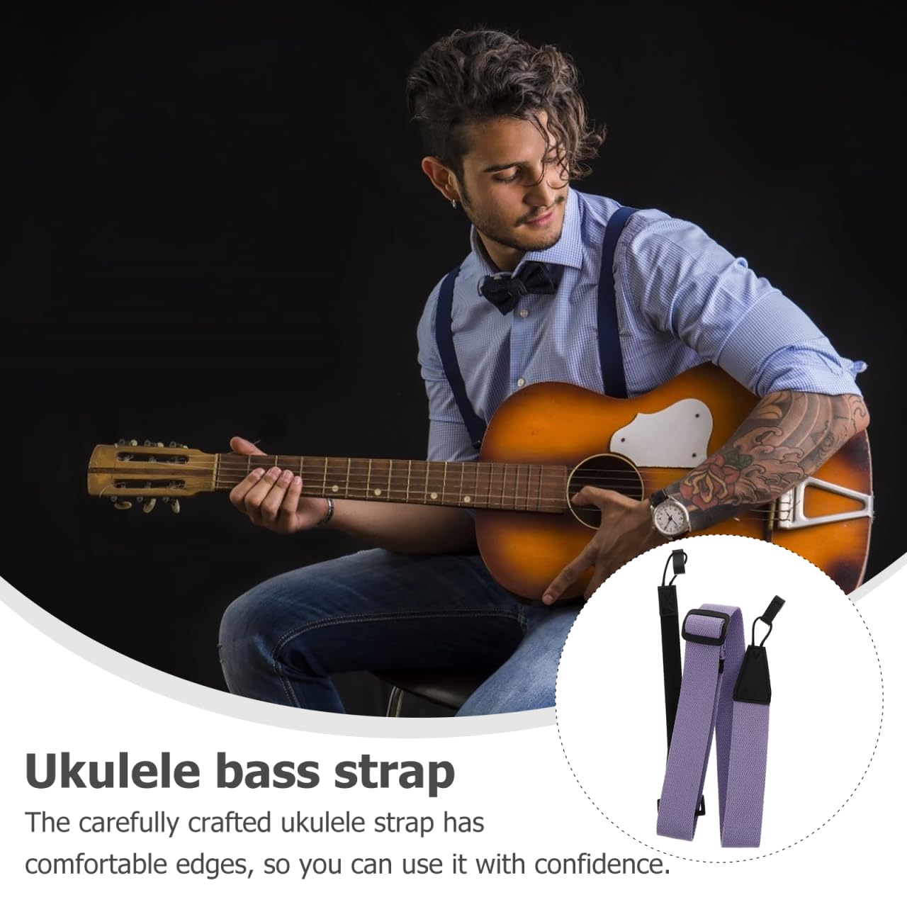 Vaguelly Verstellbarer Ukulelengurt Ohne Bohren Robuster Und Bequemer Ukulele Gurt Für Kinder Und Erwachsene Praktischer Instrumentengurt Zubehör
