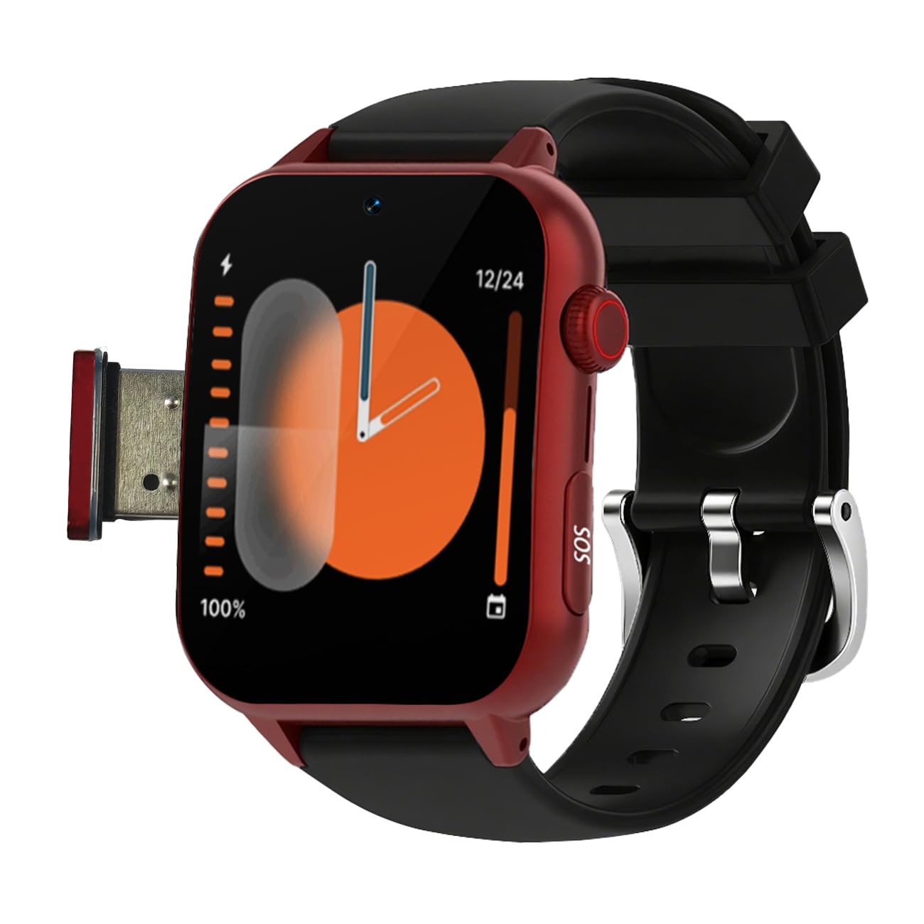 Cadute Bracciale SOS Anziani Salvavita, Intelligente Con Rilevamento Delle, Braccialetto Anziani, GPS E Funzione Di Chiamata Di EmergenzaRed,1.96 * 1.57 * 0.47inch