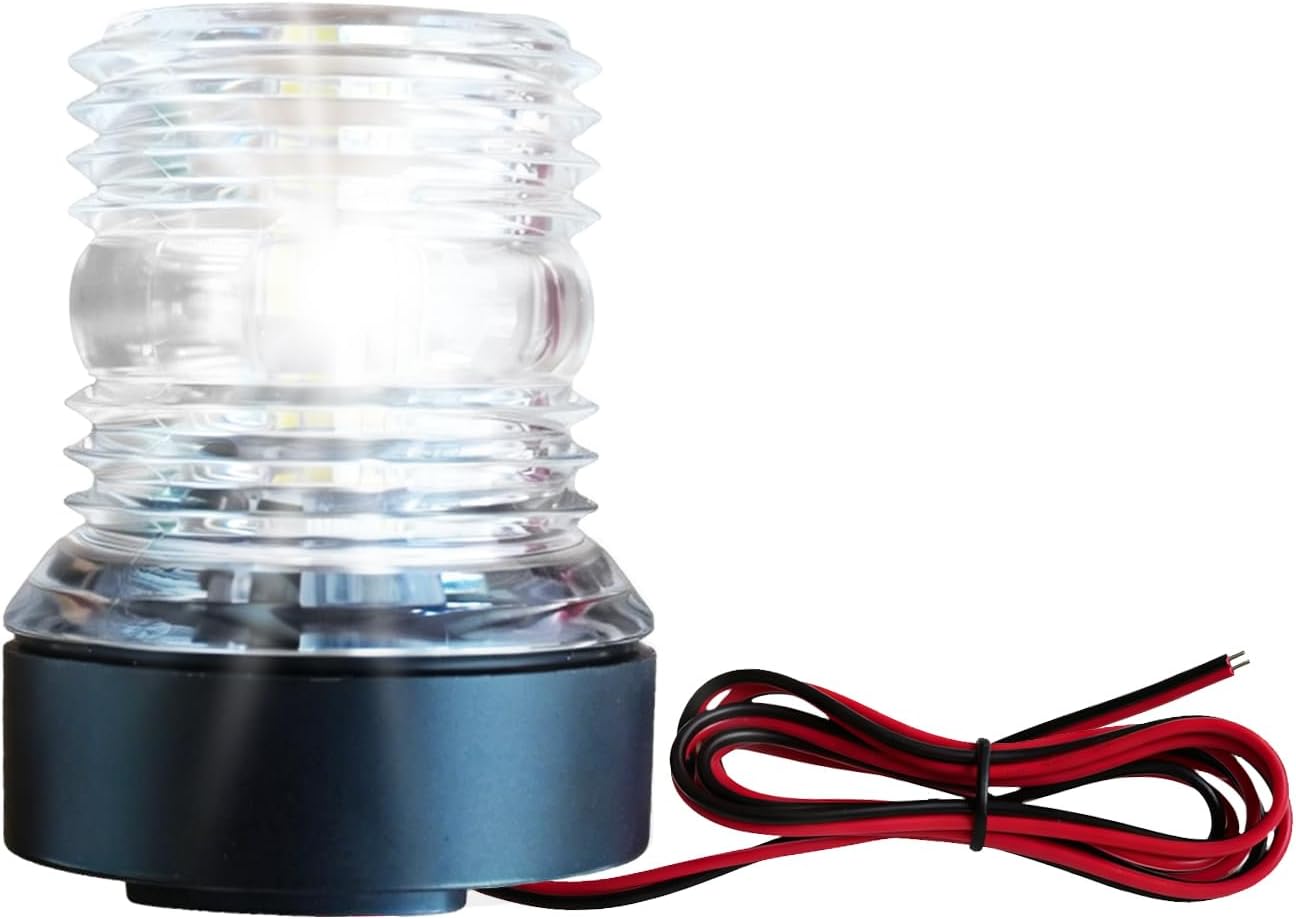Mast Head Anchor Light for Boats, 3NM Visibility All-Round Bright White Navigation Boat Lights LED Marine, Surface Mount for Wake Tower on Sailboats Yatch Cabin Cruisers Bass & Fishing Boats