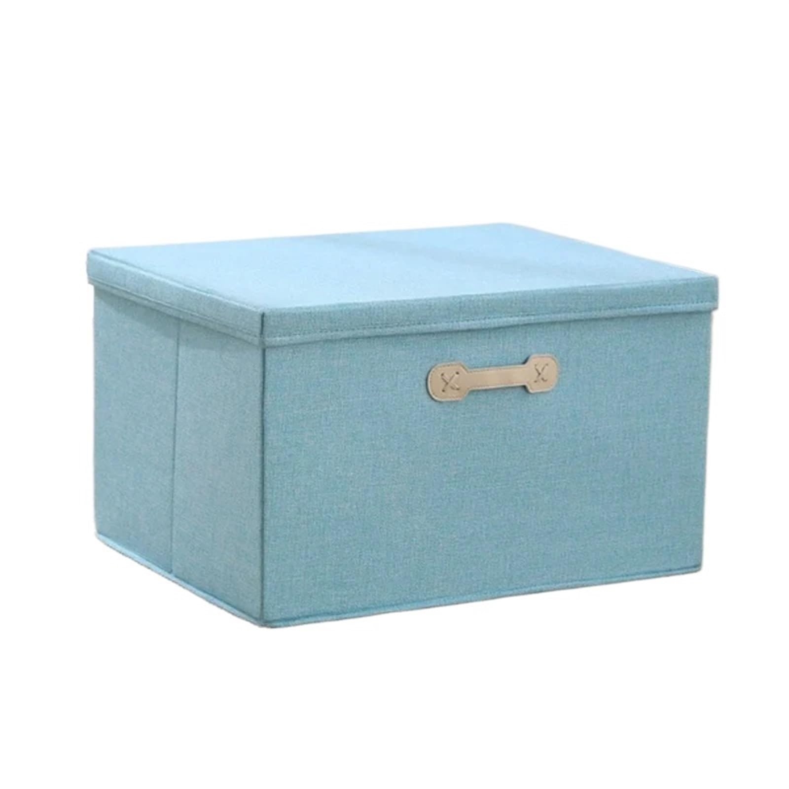 CGUOHU Linen Folding Storage Box With Lid Closet Drawer Clothes Sundries Quilts Organizer Laundry Basket For Wardrobe Storage(Blue,30L(40 30 25cm))