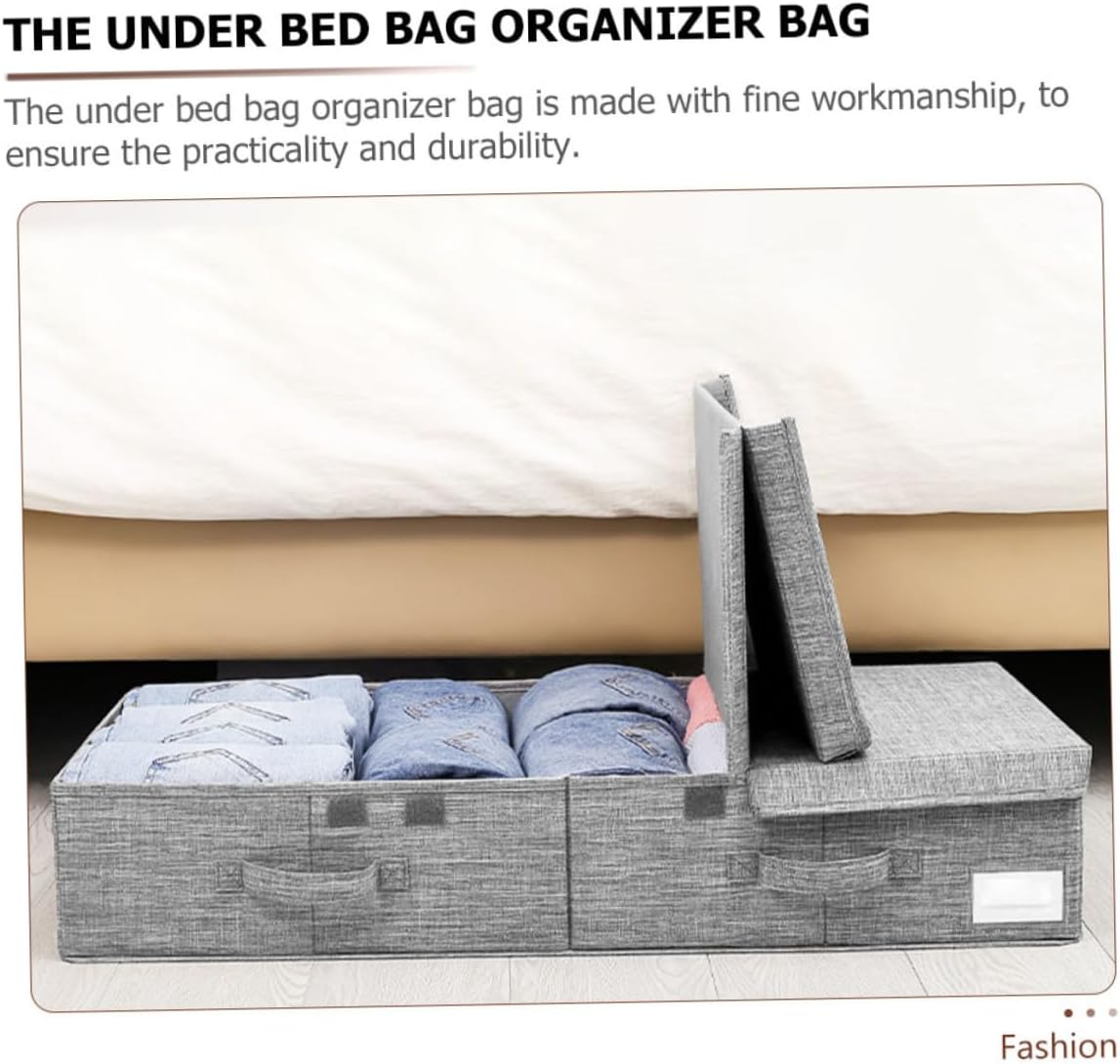 PRETYZOOM Low Profile under Bed Storage Box Clothes Organizer Quilt Blanket Bin Lids