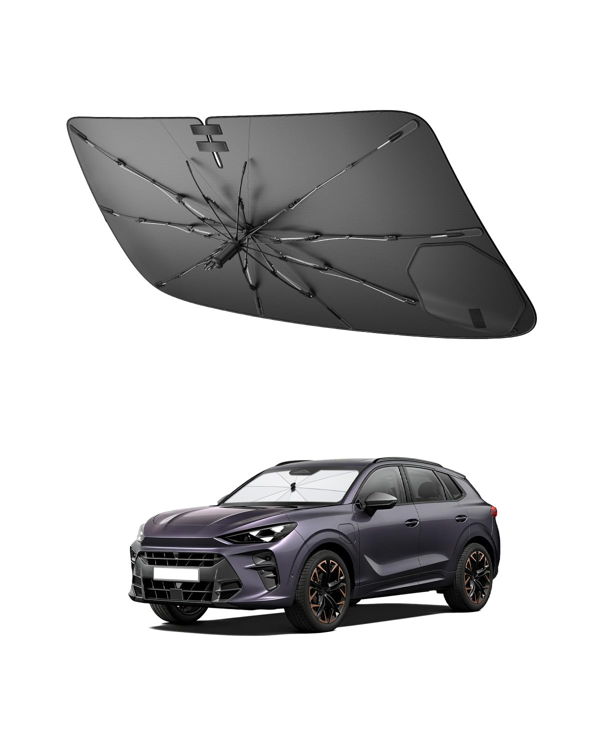 SHAOHAO Compatibile con Cupra Terramar 2024 2025 2026 Parasole per auto Parasole per parabrezza Facile da riporre Maniglia con cordino Protezione UV Accessori Cupra Terramar parasole