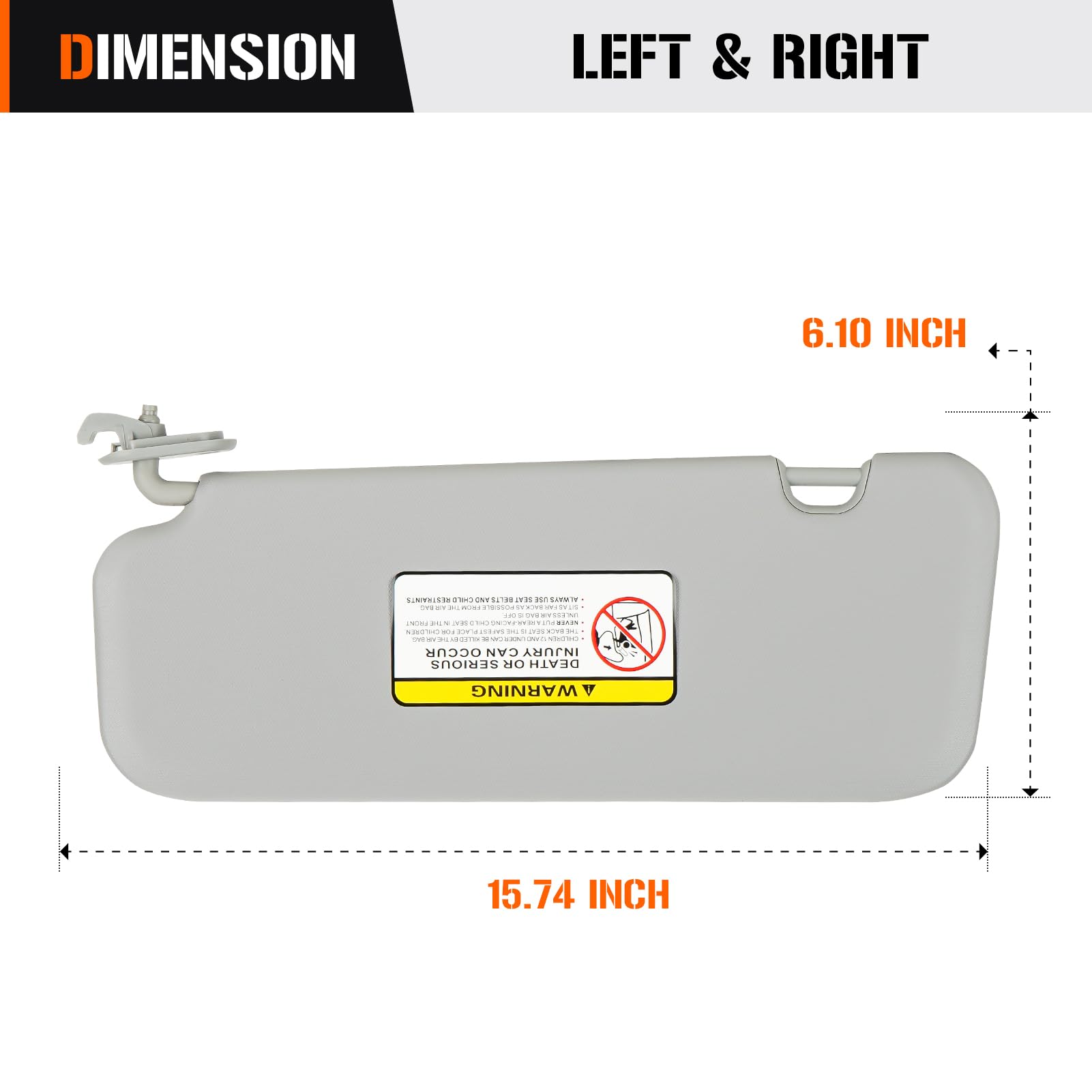 Sun Visor For 2016-2019 Hyundai Elantra, Left Driver Side Grey - View #10