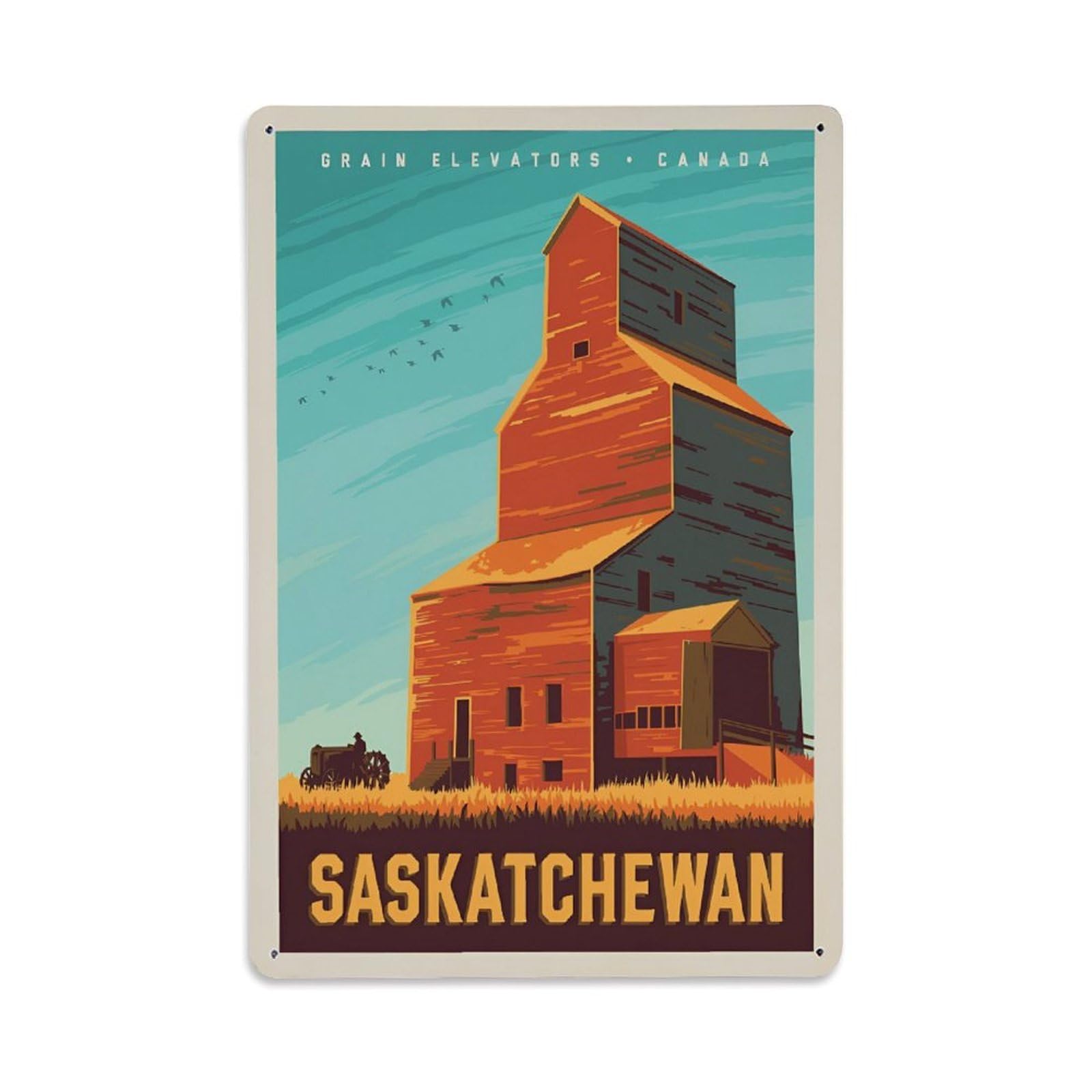 Vintage Trave Poster Canada Saskatchewan Metal Tin Sign Wall Decor for Cafe, Club, Garden Metal Poster 8x12Inch