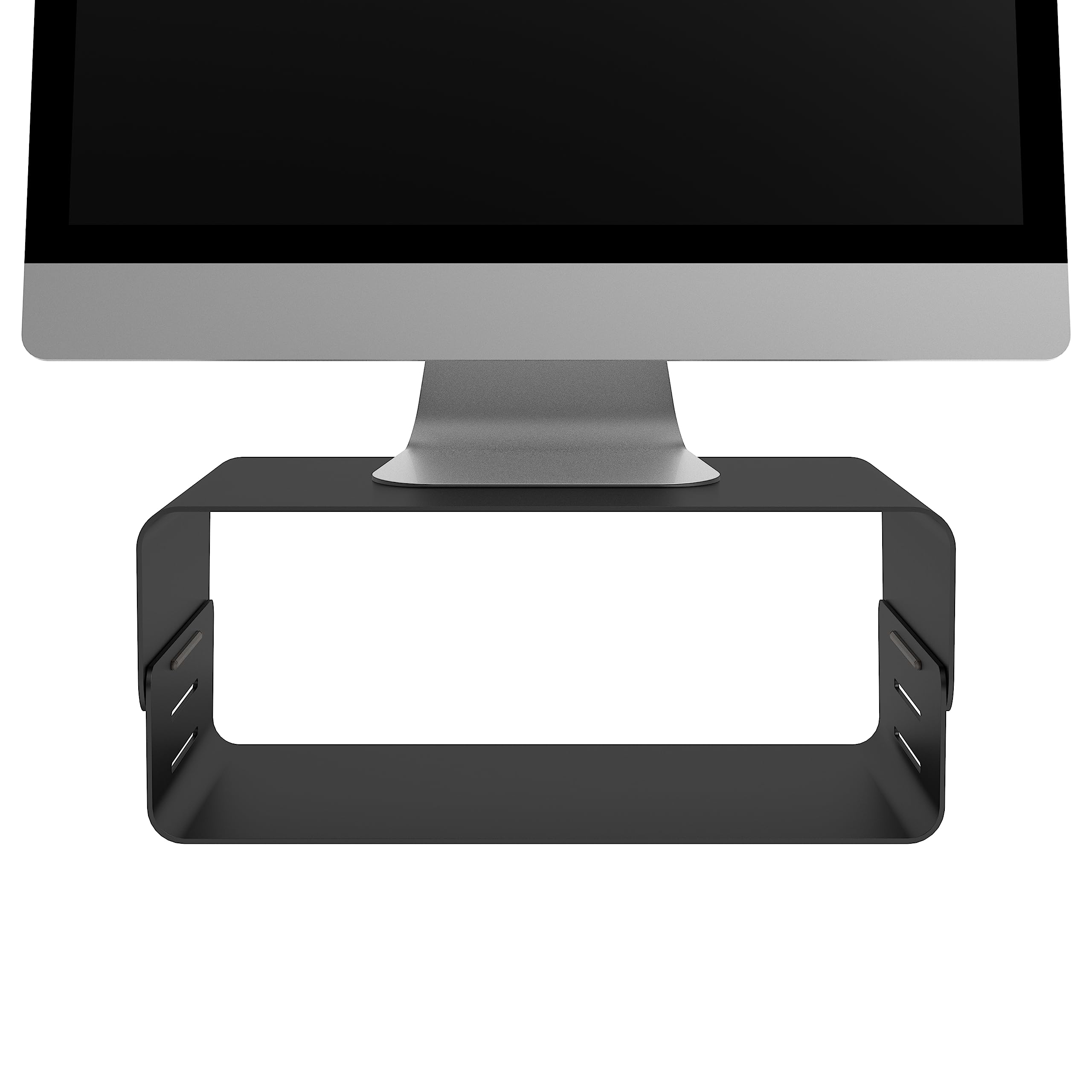 Dataflex Bento® Rialzo Monitor - Regolabile 123 Nero - Supporto per monitor con 3 regolazioni in altezza, fino a 20 kg, robusto e privo di graffi, perfetto con la cassetta porta oggetti Bento®