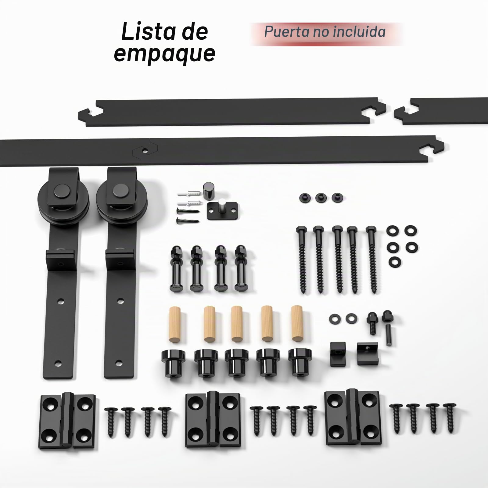 CCJH Kit de herrajes para puerta corredera de granero plegable de 100 cm para 2 puertas plegables (sin puerta)