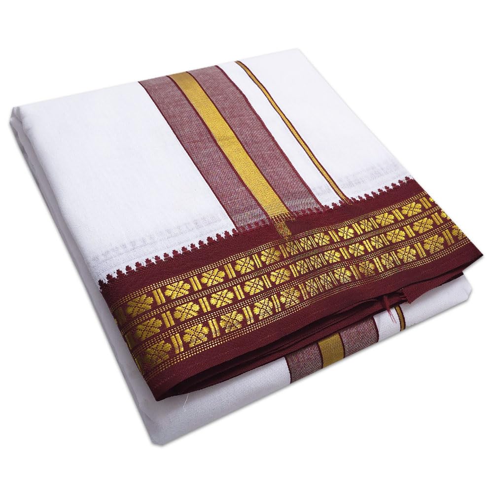 pure cotton colour dhoti, cotton 4 meter dhoti and 2.25 meter towel set 9x5