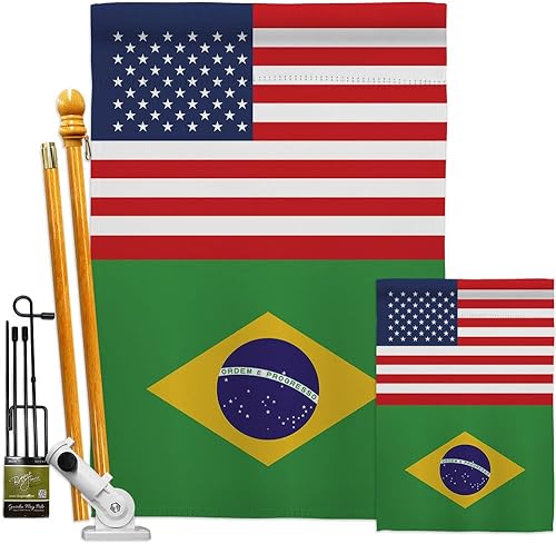 Bandera de la amistad de la Copa del Mundo de Brasil Estados Unidos, asta de bandera para exteriores, decoración al aire libre, tapiz de jardín,