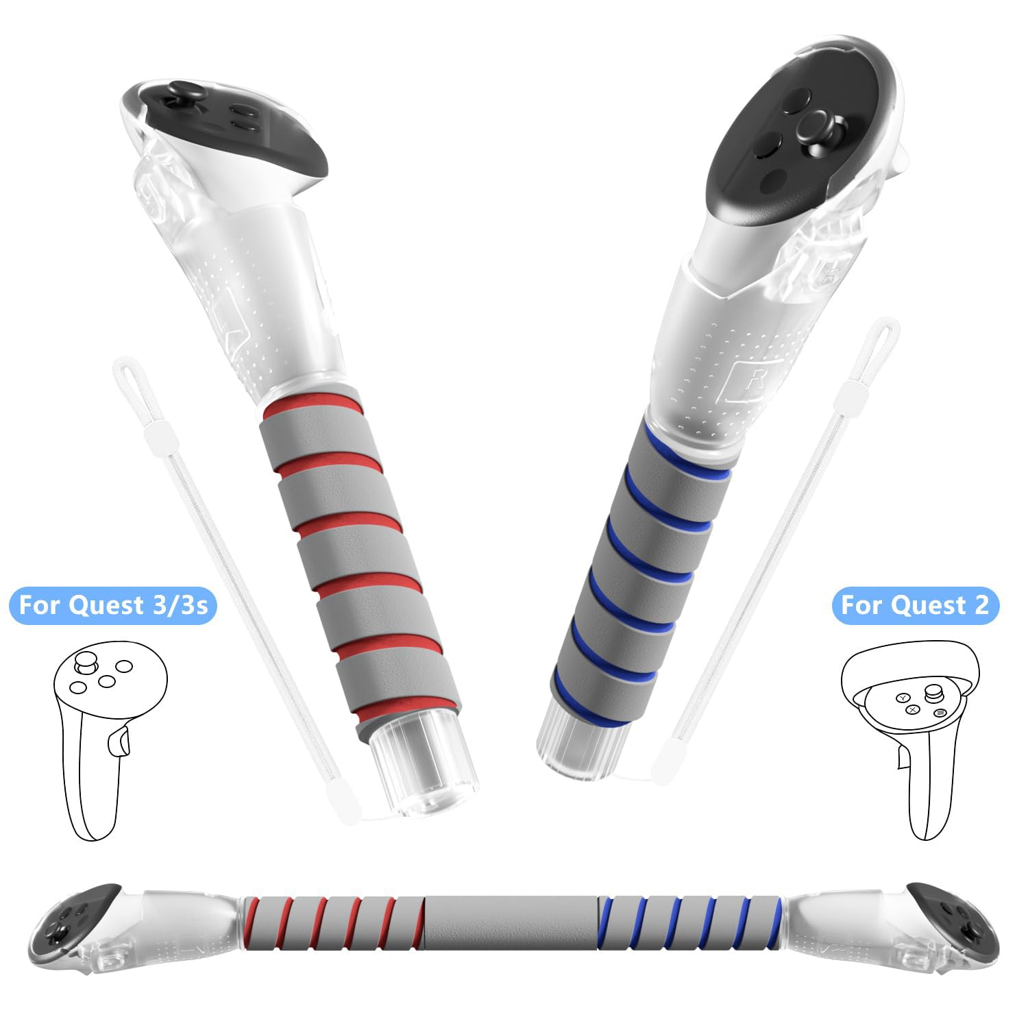 New World VR Game Handle Attachments for Meta Quest 3S/Quest 3/Oculus Quest 2/ Controller Extension Grips for VR Game Gorilla -Tag Long Arms Sticks,BeatSaber, VR Accessory ( Only Handel VR controller not )-image-35