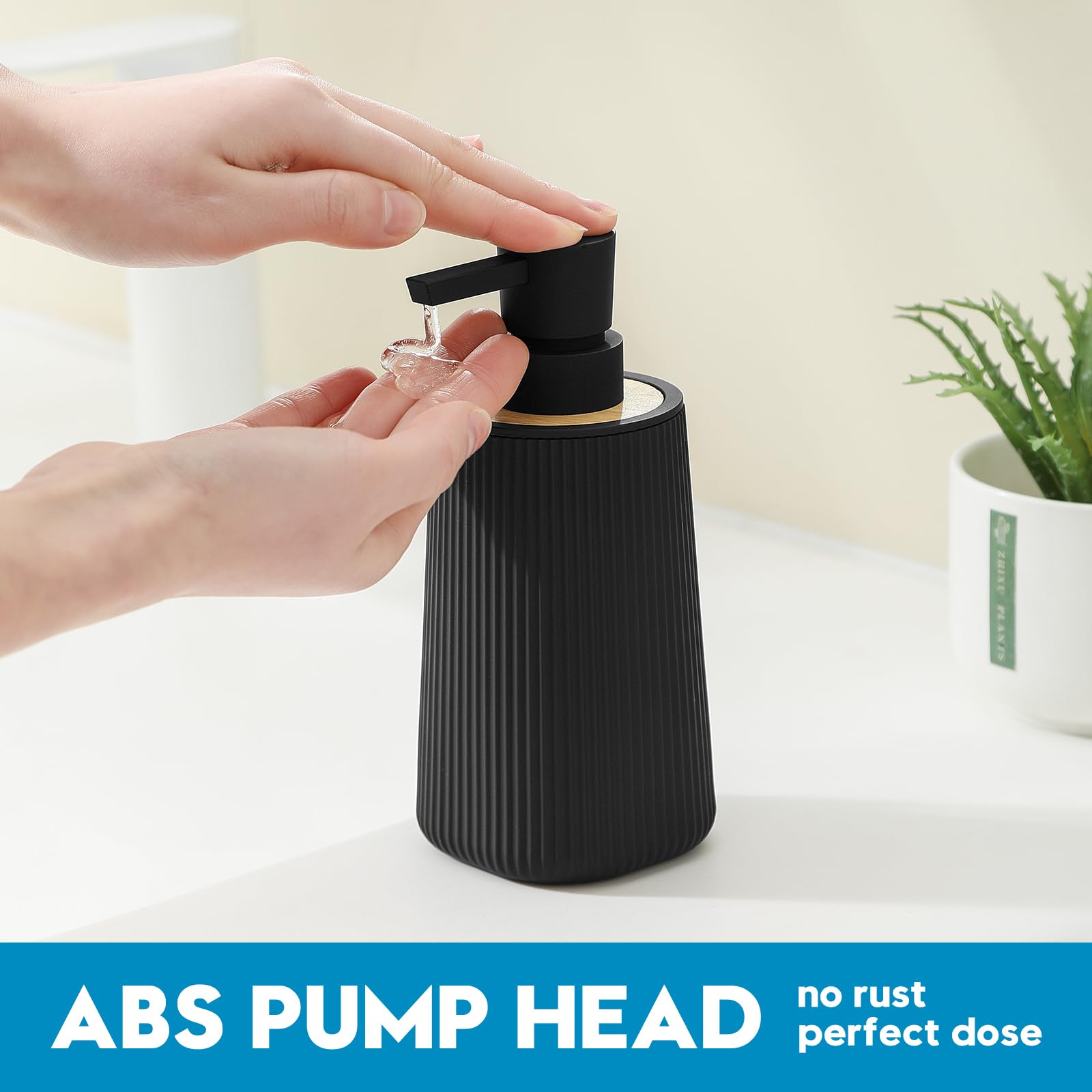 Hand Soap Dispenser, Black Soap Dispenser Bathroom, Refillable Washing up Liquid Soap Dispenser Kitchen (Black) - Image 3