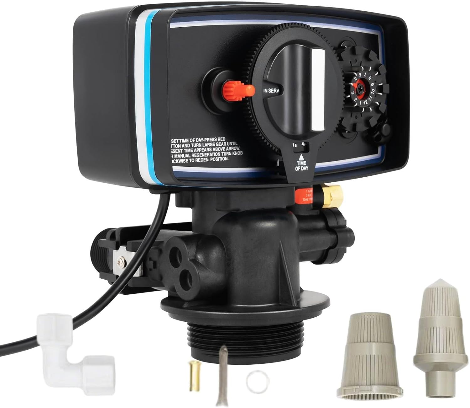 Water Softener Control Valve 5600 with 12-Day Timer, 2T/H Flow Rodente for 9-11 inch Resin Tanks, 110V Automatic Filter Head for Whole House and Small Boiler Systems