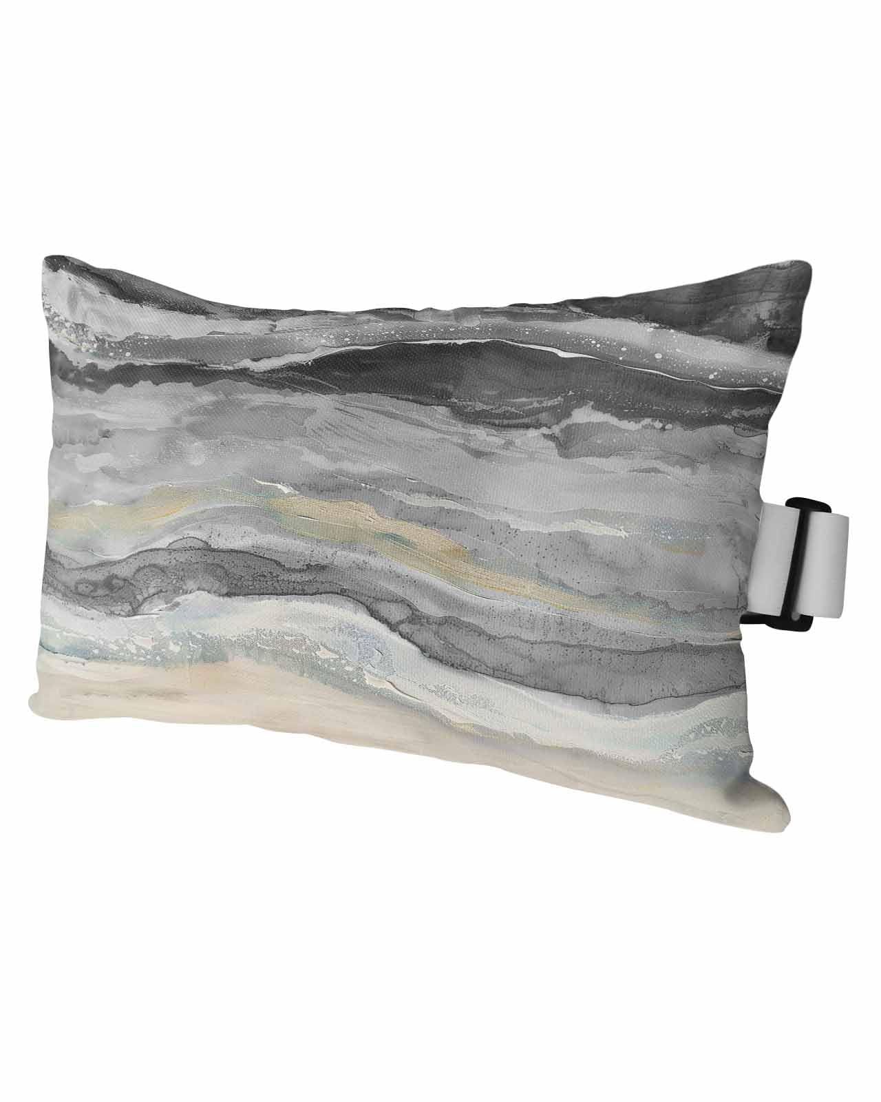 Outdoor Pillows Covers with Inserts Abstract Grey Gradient Beach Ocean Wave Oil Painting Waterproof Pillow with Adjustable Strap Throw Pillows for Patio Furniture Pool Lounge Chair, 12x20 Inch, 1PCS