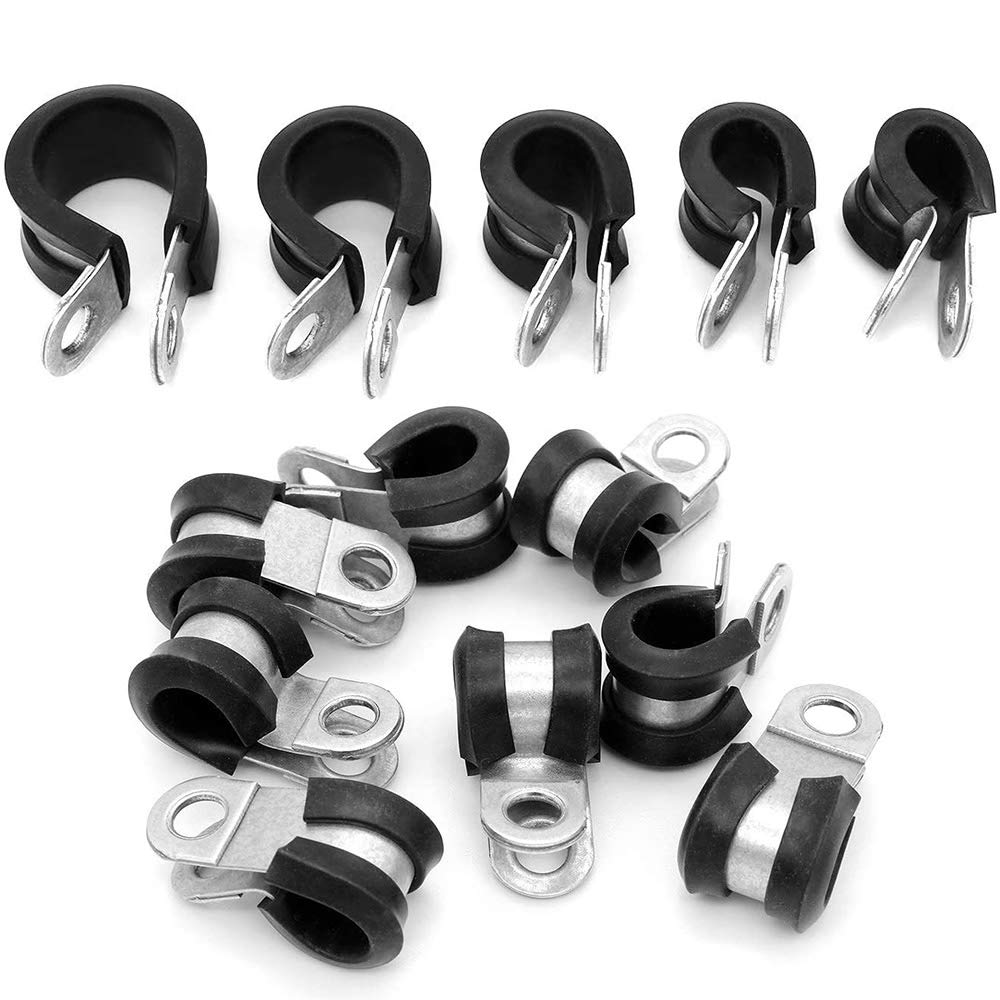 15 Stück Gummi-gefütterte P-Clips Aus Edelstahl – 6 Größen (6–19 Mm) – Für Schläuche, Kabel & Rohre