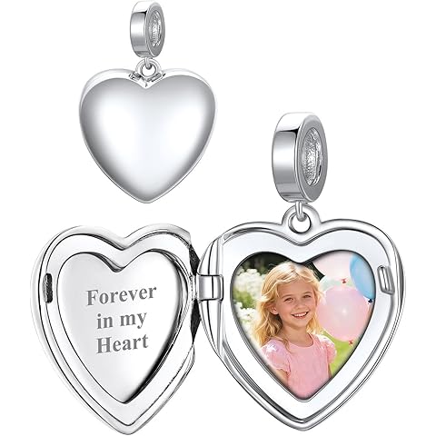 Custom4U Photo Charms for Bracelets 925 Sterling Silver/Gold Plated Heart/Tree of Life/Round Charm Bead Personalized with Picture Custom Personalized Memorial Jewelry Gift for Women Mom