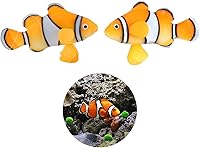Vista 1 de XMHF Paquete de 2 piezas de silicona artificial para acuario flotante de pez payaso, decoración de pecera de agua salada bajo el agua salada, adorno