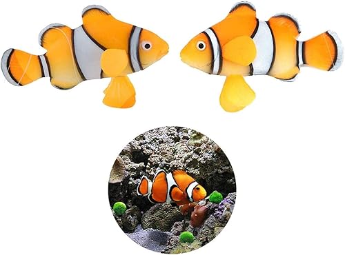 XMHF Paquete de 2 piezas de silicona artificial para acuario flotante de pez payaso, decoración de pecera de agua salada bajo el agua salada, adorno