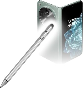 BoxWave Stylus Pen Compatible with OnePlus Open - AccuPoint Active Stylus, Electronic Stylus with Ultra Fine Tip - Metallic Silver