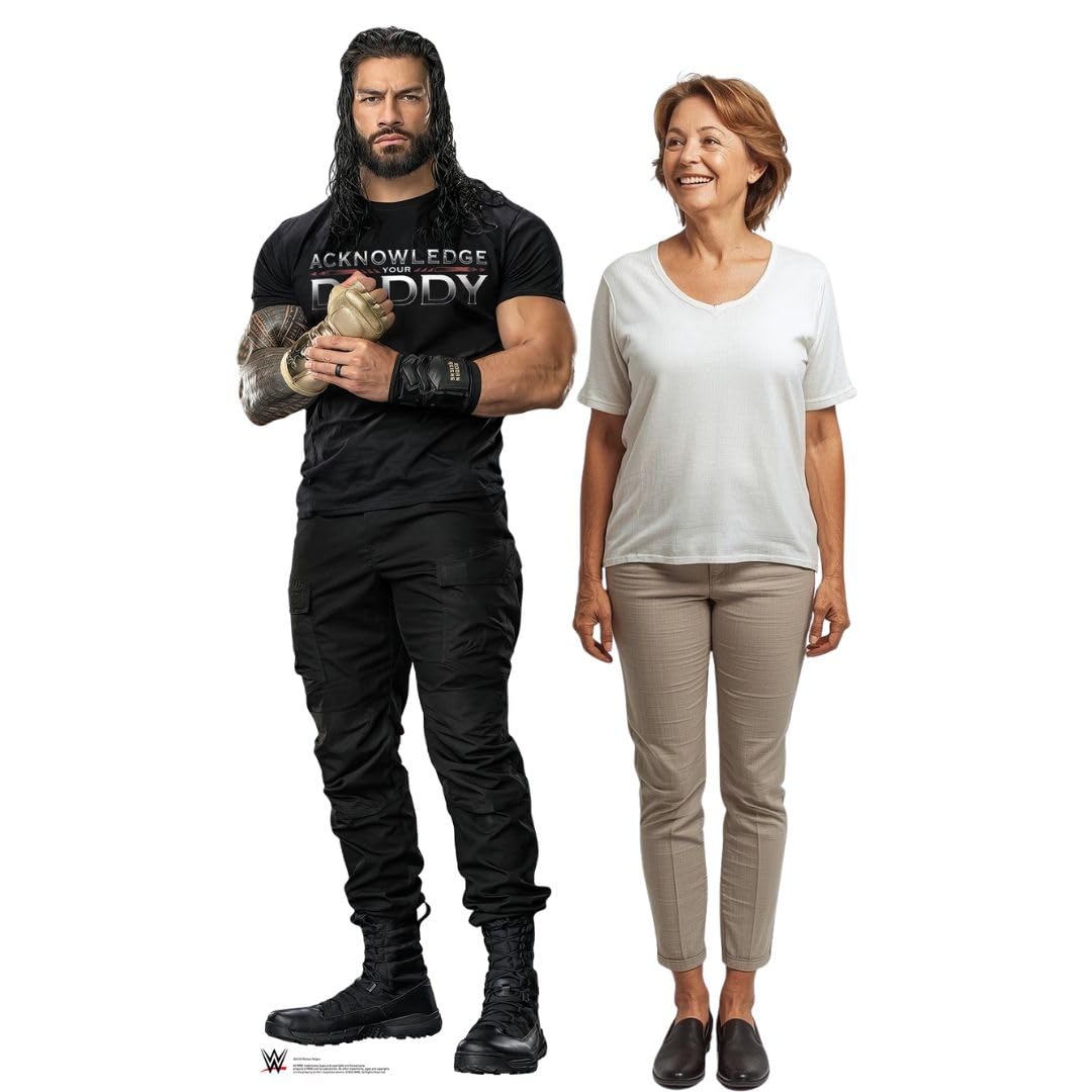 Star Cutouts SC4159 WWE Roman Reigns Black Outfit Tribal Chief Lifesize Cardboard Cutout with Mini – Wrestling Party Decoration, Event Display & Collector Gift