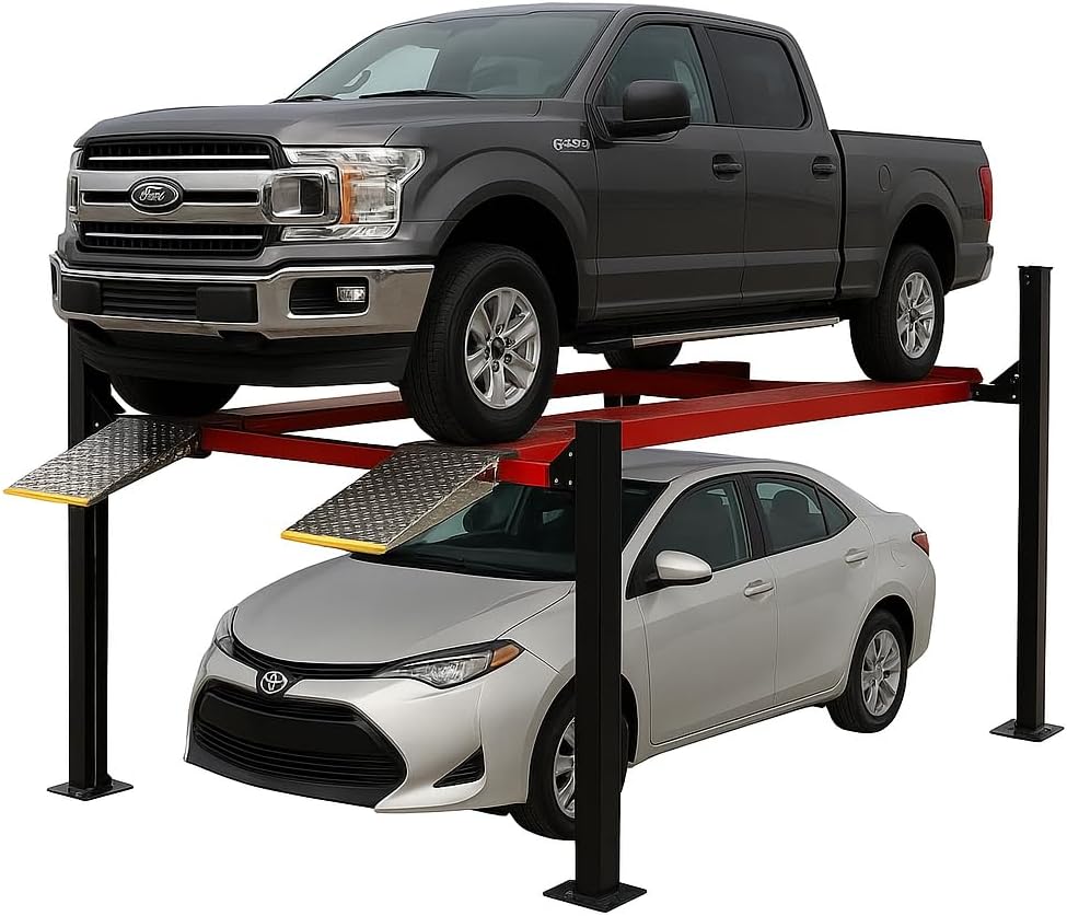 9,500 LBS 4-Post Car Lift, Extra Tall & Wide Parking and Storage Auto Lift with 79" Max Height, 3.0HP Heavy-Duty Hydraulic System for Garage, Parking, or Workshop Use, 1 Year Warranty,220V