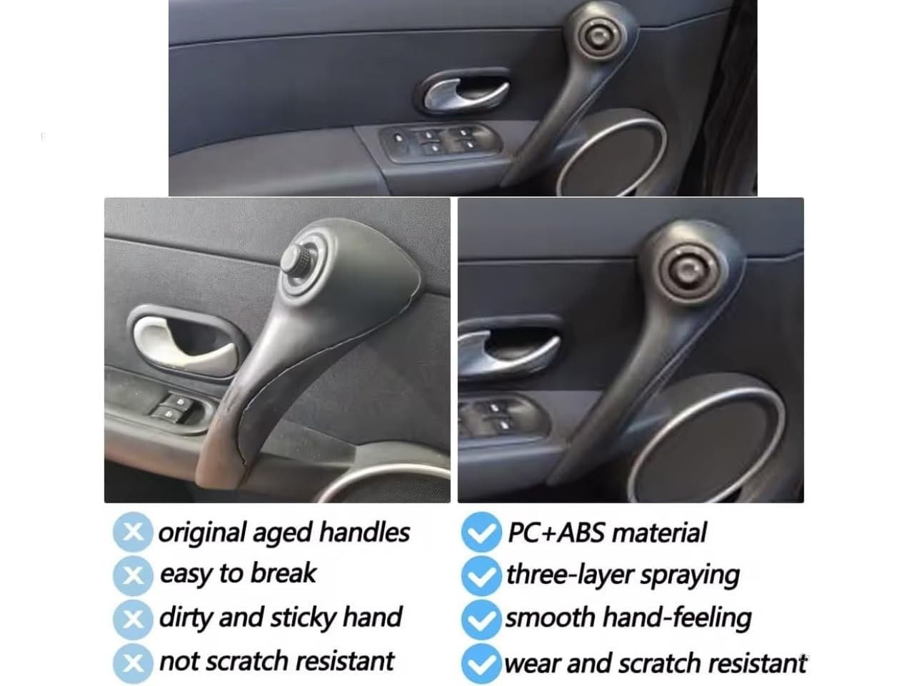 Zestaw klamek wewnętrznych do Renault Clio 3 Pre-Face 8200856933 8200815900 8200405369