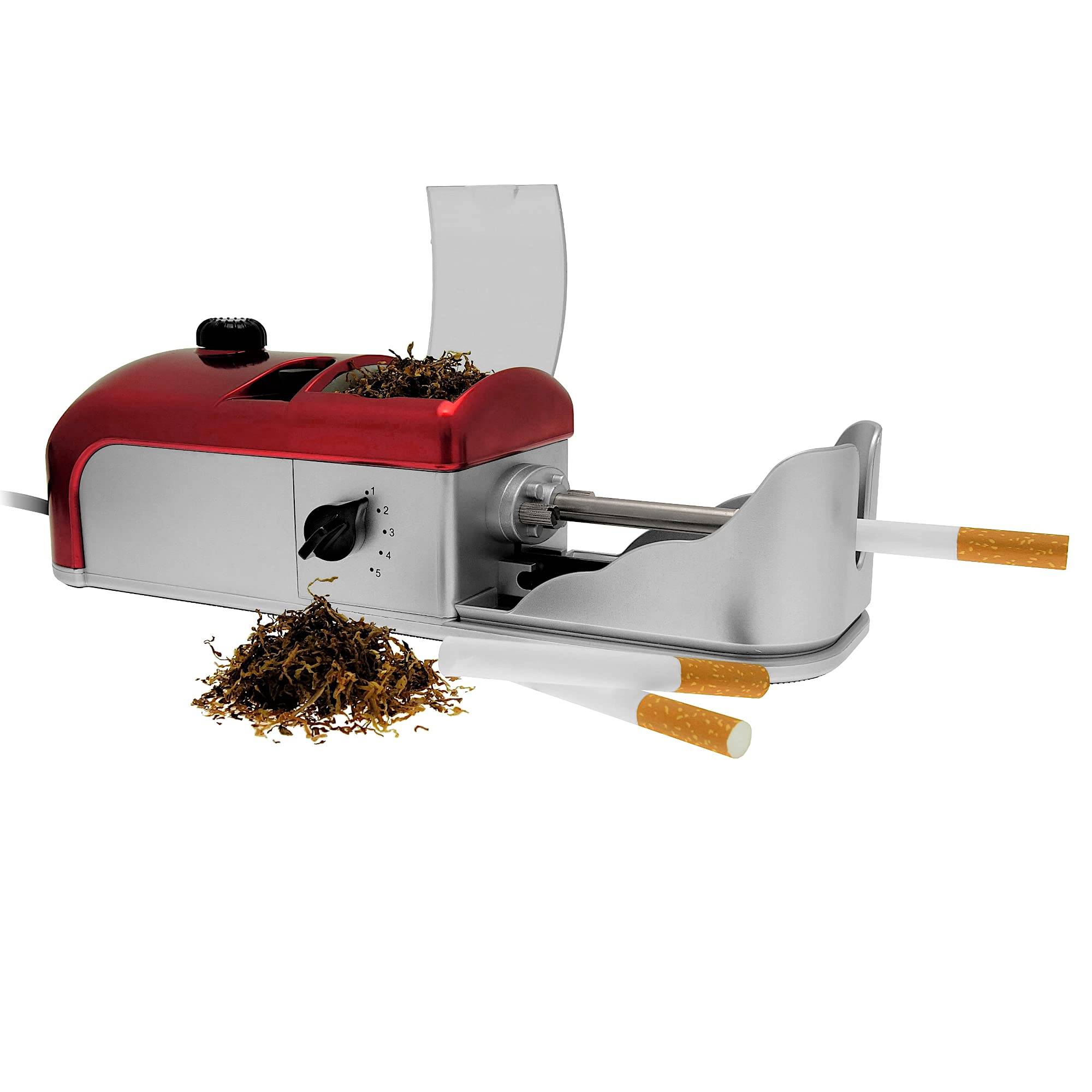 Red Tube - Macchinetta riempitubi elettrica per sigarette | macchina elettrica per sigarette di Powerfiller | macchina automatica riempitubi con tecnologia a spirale (colore: rosso)