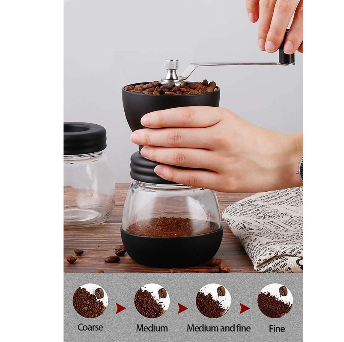 French Press Ręczny Młynek Do Kawy Ziaren Burr Przenośny Dzbanek Kawy
