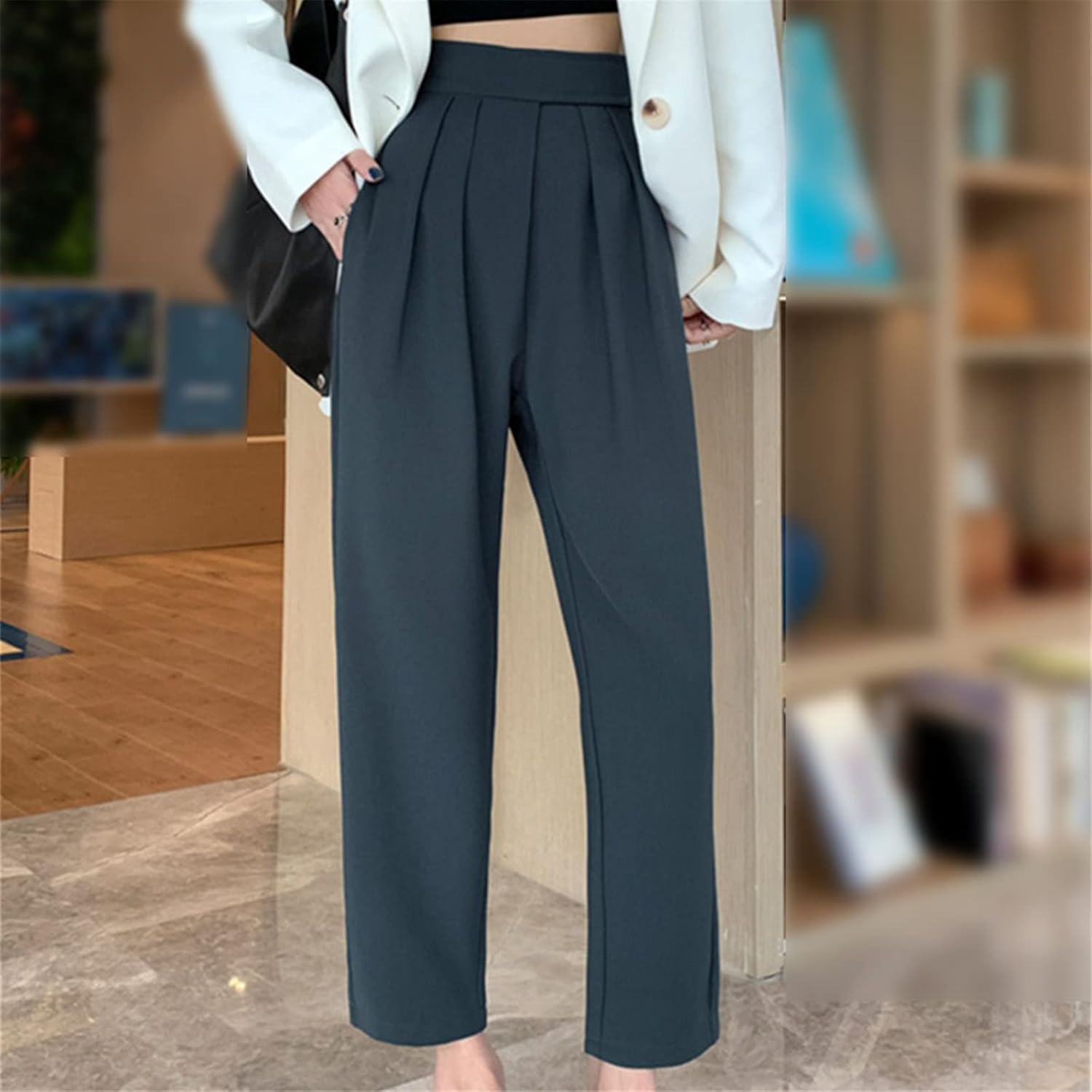 Kelsiop Harem Suit Pants Women's Autumn Loose Pants Fashion High Waist Elegant Office Workers Street Pants