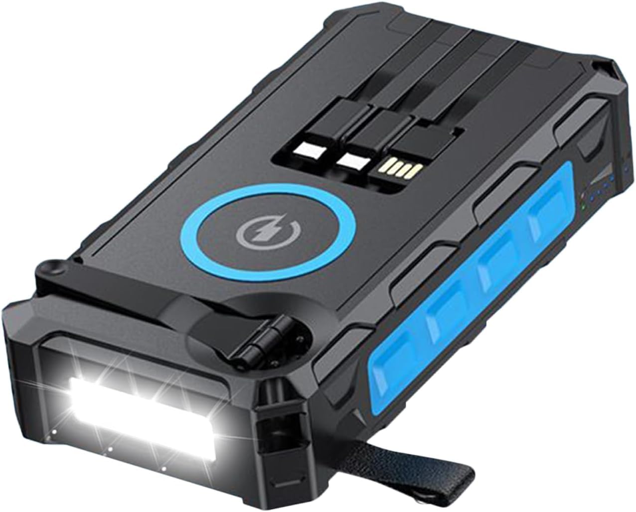 Power Bank portatile a energia solare con manovella, ricarica rapida da 20000 mAh, uscita a 6 dispositivi, impermeabile IPX66, adatta per campeggio, zaino in spalla, uso