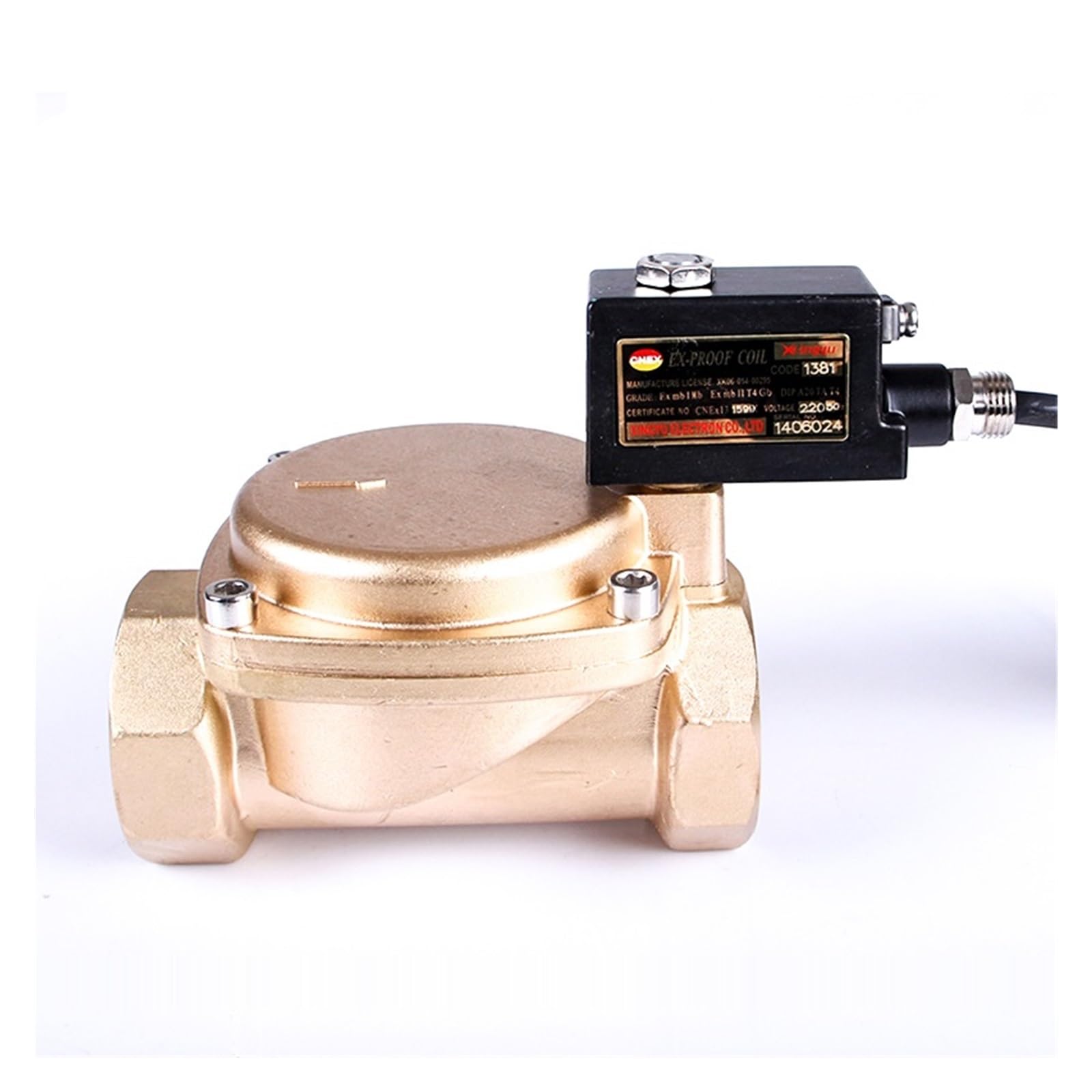 LNHHG DN40 High Pressure 16 Kg Explosion Proof Solenoid Valve Brass IP65 Normally Closed AC220 DC24V For Water Oil Air