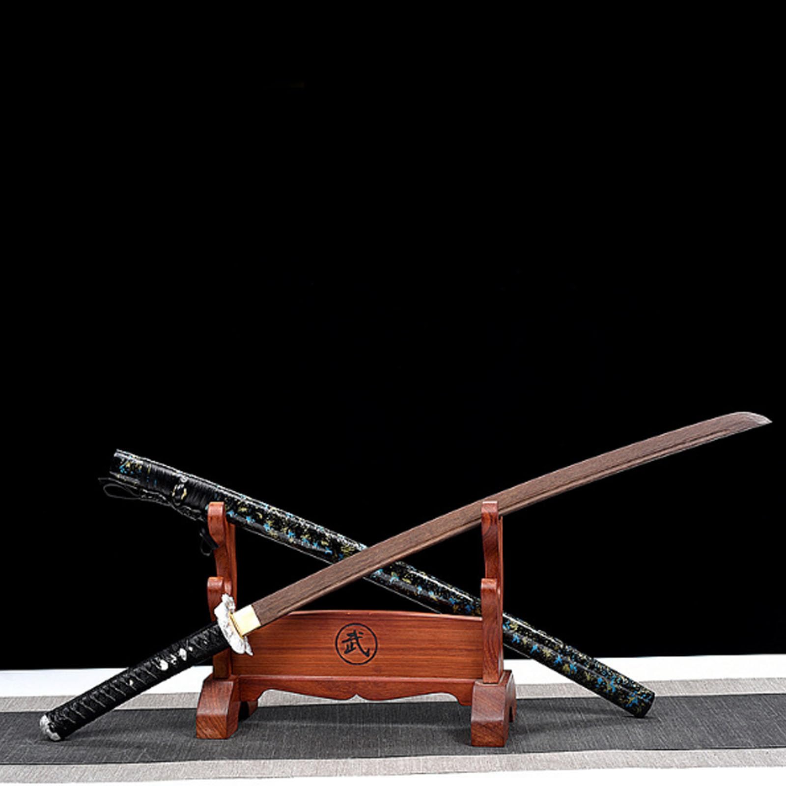 Katana Sword, Handmade Wooden Samurai Sword with Sheath for Display, Cosplay, and Kendo Training