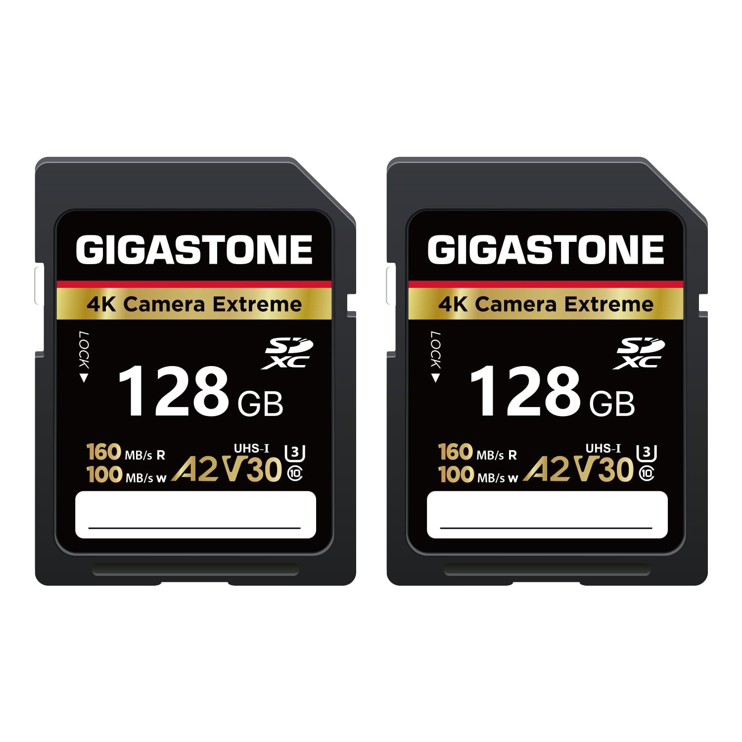 GIGASTONE - Scheda di memoria SD da 128 GB, 4K Camera Extreme, A2 V30 U3 C10 SDXC ad alta velocità, compatibile con fotocamere digitali Canon Pentax Kodak Olympus