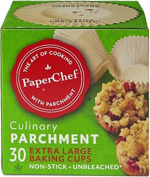 أكواب خبز بارشمينت مغلفة برقائق PaperChef الطبيعية (30 كوبًا X-Large)