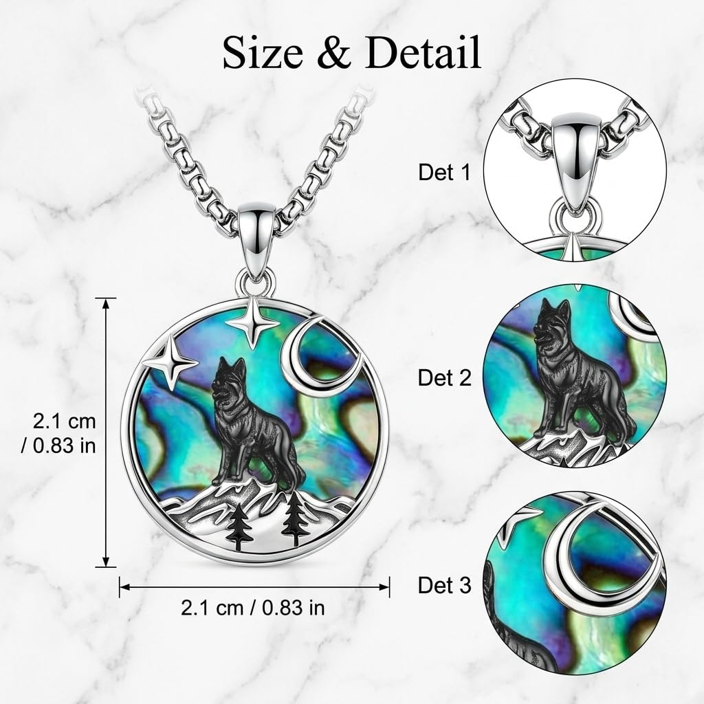 DAYLINLOVE Hund Kette 925 Sterling Silber Dackel/Schnauzer/Yorkshire/Grayhound/Deutscher Schäferhund Berg Baum Abalone Muschel Anhänger Schnauzer Hund Schmuck Geschenk für Damen Frauen Mädchen