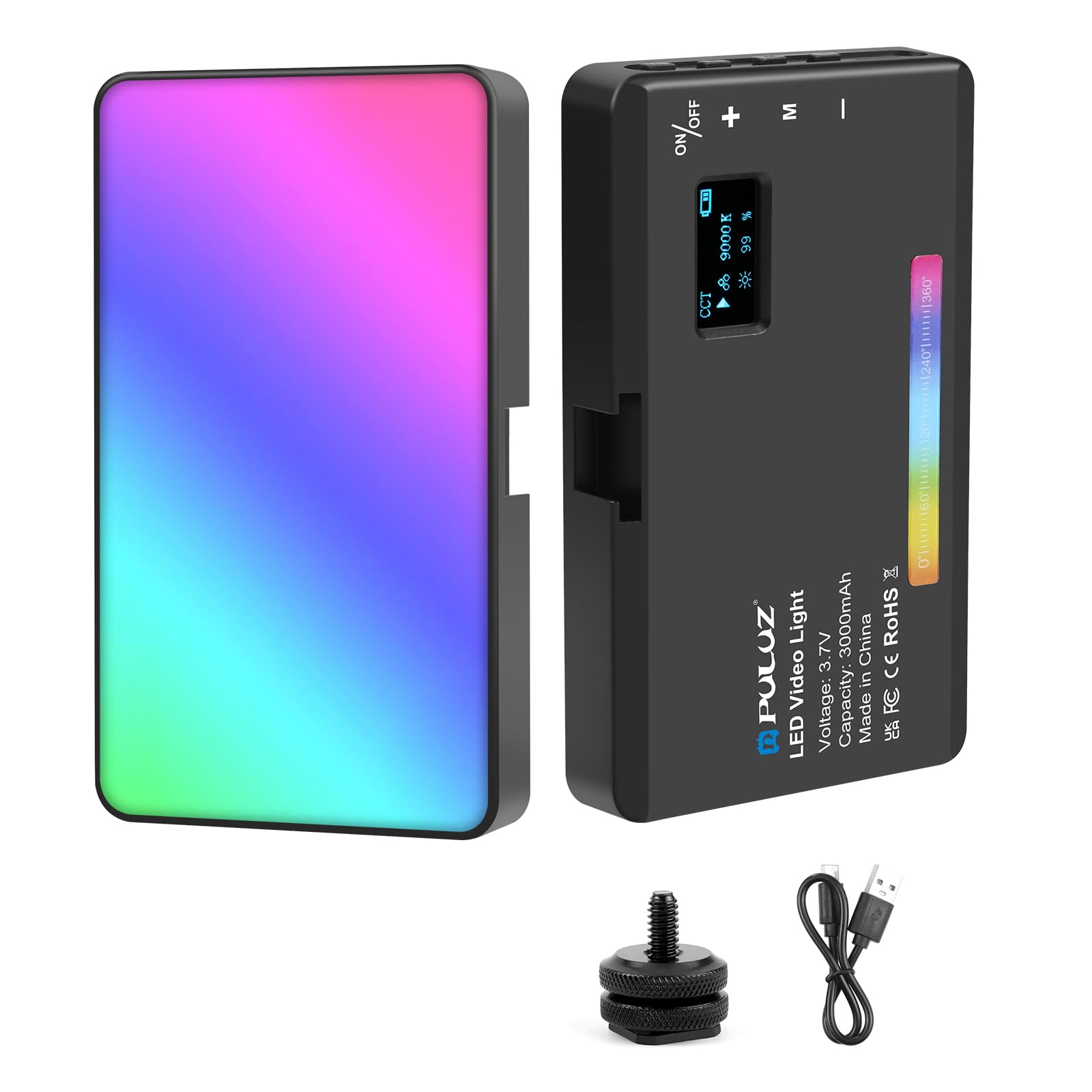 PULUZ 4.5" Pocket RGB Video Light Panel, Mini LED Camera Lamp