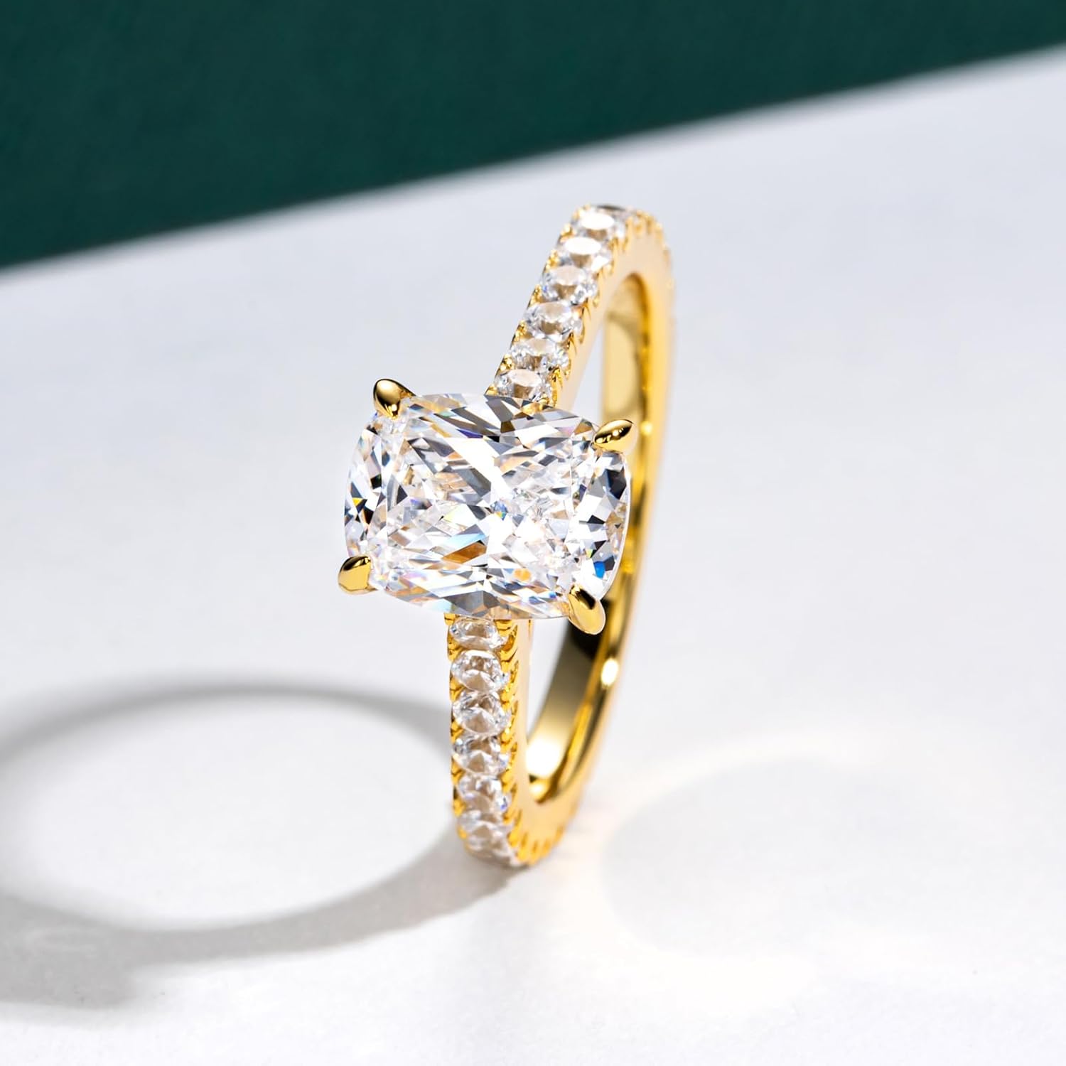 Bo.Dream Yellow Gold Plated Silver Oval/Pear/Cushion/Princess Cut Cubic Zirconia Engagement Rings - Image 5