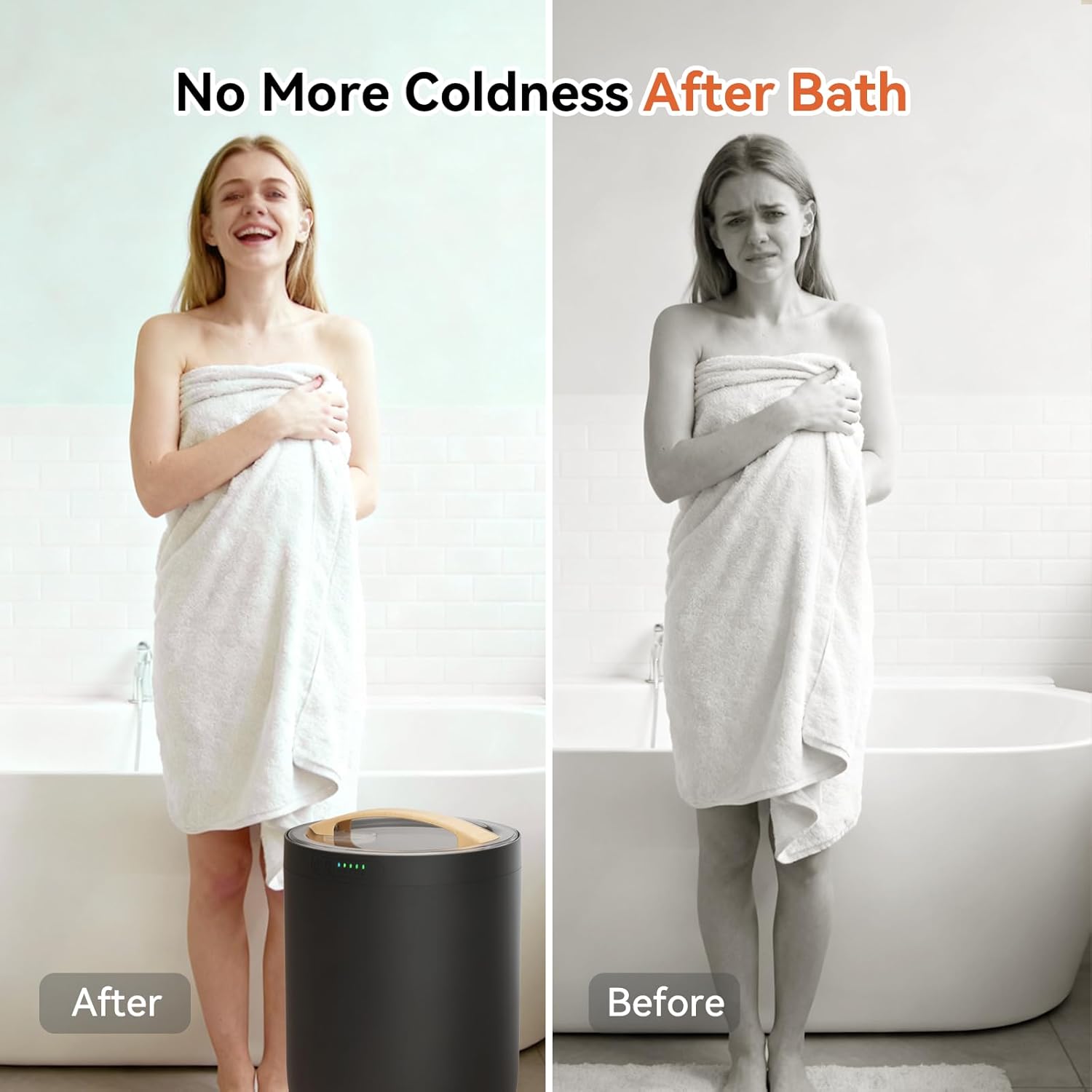 Towel Warmer 23L Large Towel Warmers with 4 Heating Timer, Ambient Light, with Stand, Music Speaker, Heated Towel Warmer for Bathroom Fits Two 40"x70" Towels, Bathrobes, Blankets-Black