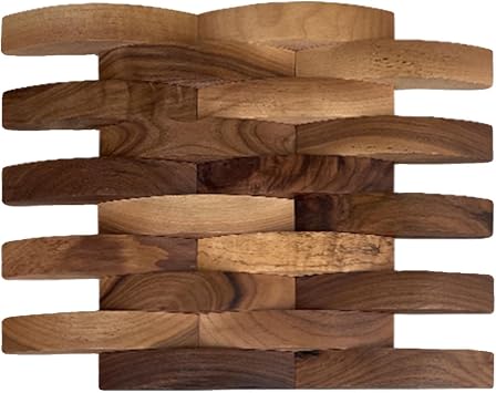 3D Textured Wood Wall Panel 30x30cm Wooden Tile for Living Room Bedroom Accent Wall DIY Decorative Panel- Brown
