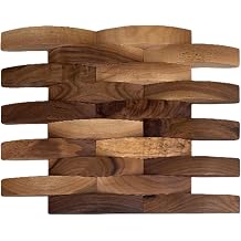 3D Textured Wood Wall Panel 30x30cm Wooden Tile for Living Room Bedroom Accent Wall DIY Decorative Panel- Brown