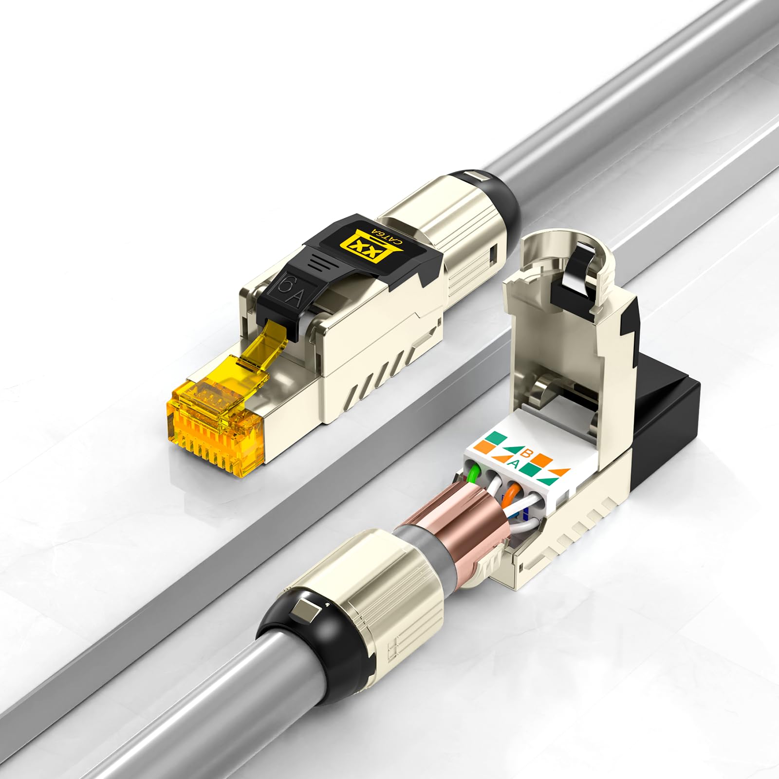 WANJEED Cat6a Patch Cables 1.6ft, Cat6 Ethernet Patch Cable Pure Copper, Flexible Cat 6 Patch Cable 500MHZ 10G, Space-Saving Cat 6A Network Cables for Patch Pane
