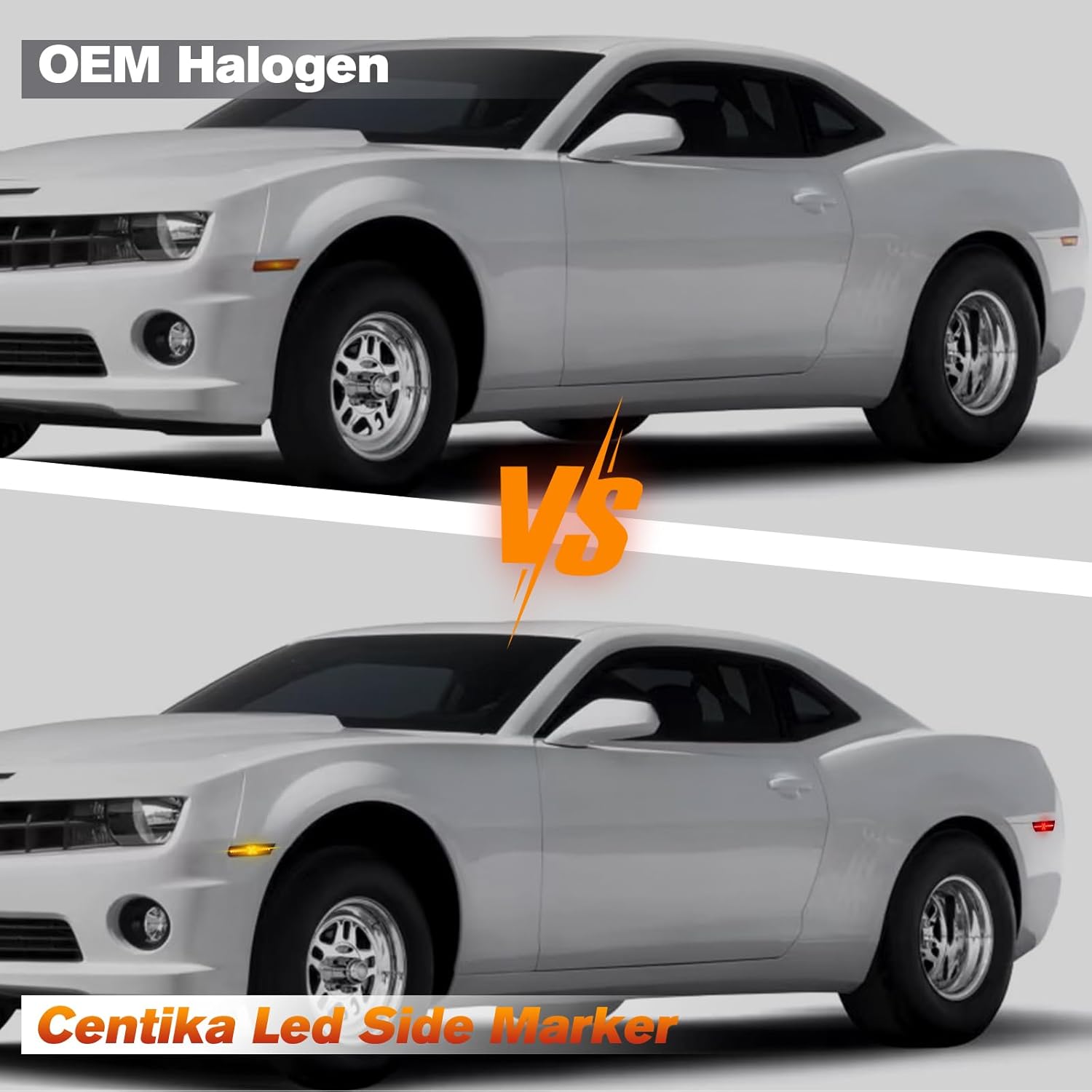 LED Side Marker Lights for Chevrolet Camaro 2010-2015, Amber & Red Side Markers Light, Front Rear Bumper Fender Turn Signal Lamp Smoked Lens, 4PCS (Xstyle Spirit Snake Patent Pending)