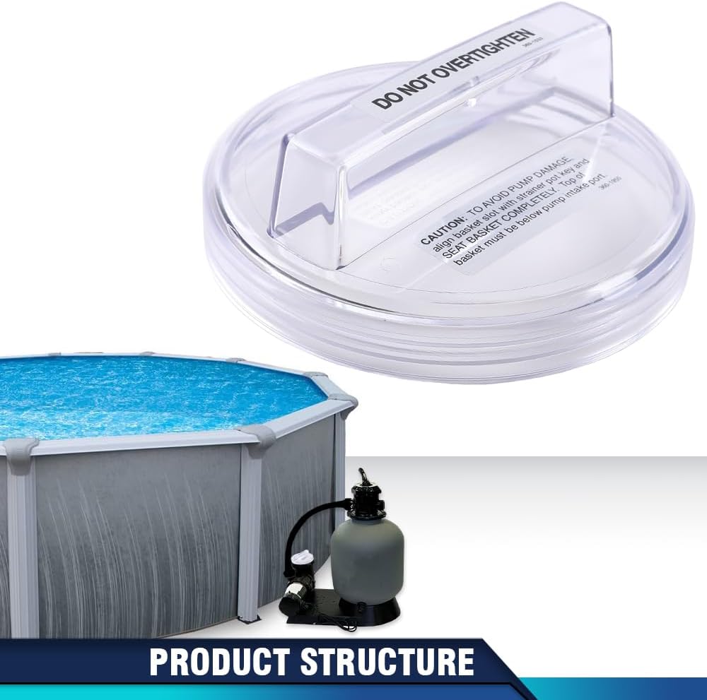 PIT66 Clear Pool Pump Strainer Lid Filter Cover 1121-1429 (Fits 3 different pumps) Fit Lomart Ultra Promega 3, Embassy High Performance Pump and Doughboy Powerline XP