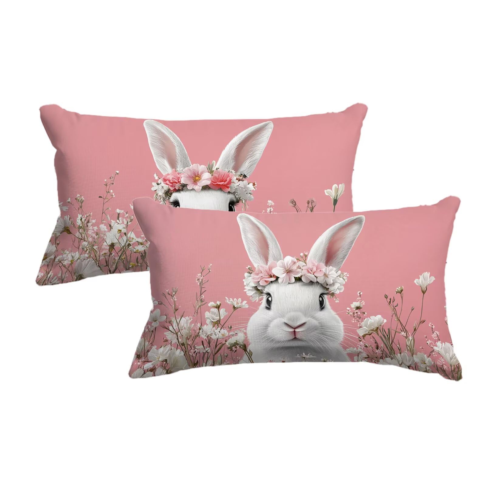 Housse coussin exterieur rose 50x80 lot de 2 impermeable et resistante au jardin