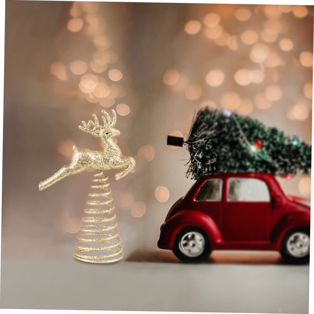 MAGICLULU 8 Sätze Elch Baumspitze Stern Baumspitzen Baumschmuck LED Baum Weihnachtsbaum Sternspitze Weihnachtsbaumspitze Herbstschmuck Weihnachtsbaumspitze Hut Weihnachtsband 2 Stück * 8