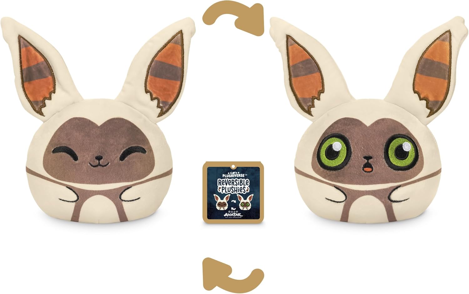 TeeTurtle Reversible Avatar: The Last Airbender Momo Plushie 4-Inch Two-Sided Flip Plush Toy with Embroidered Details - Cute Mini Collectible Plush for Kids, Teens, and Adults