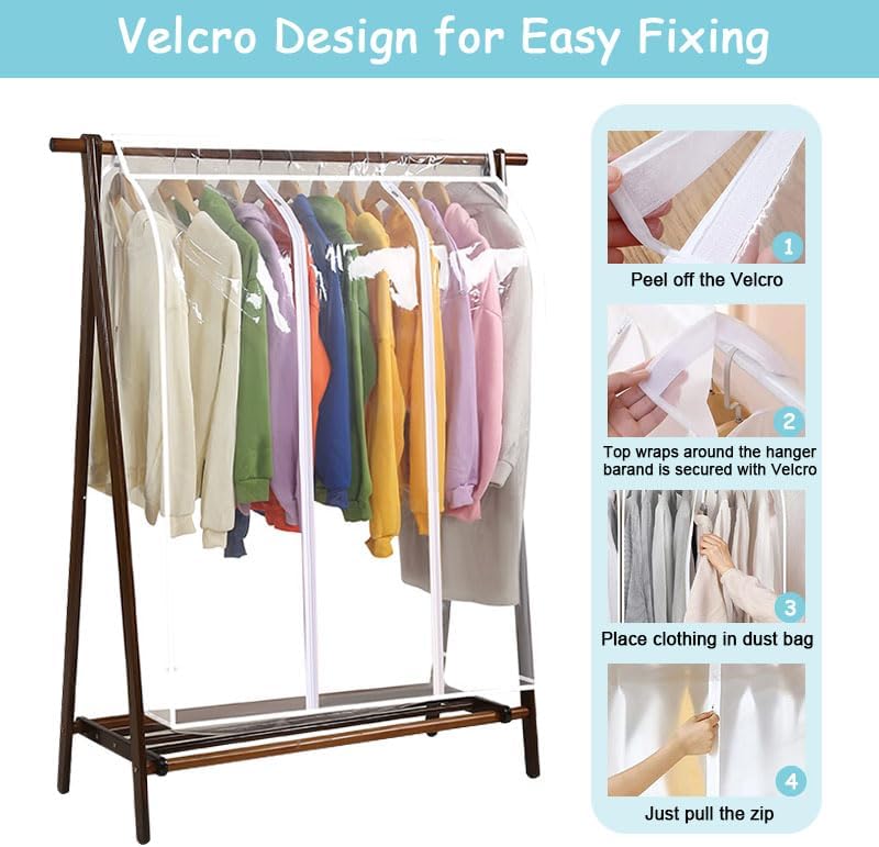 Miniatura 7 de Bolsas de ropa transparentes extragrandes de 47.2 pulgadas, bolsa de almacenamiento de ropa impermeable, protector de ropa colgante para armario,